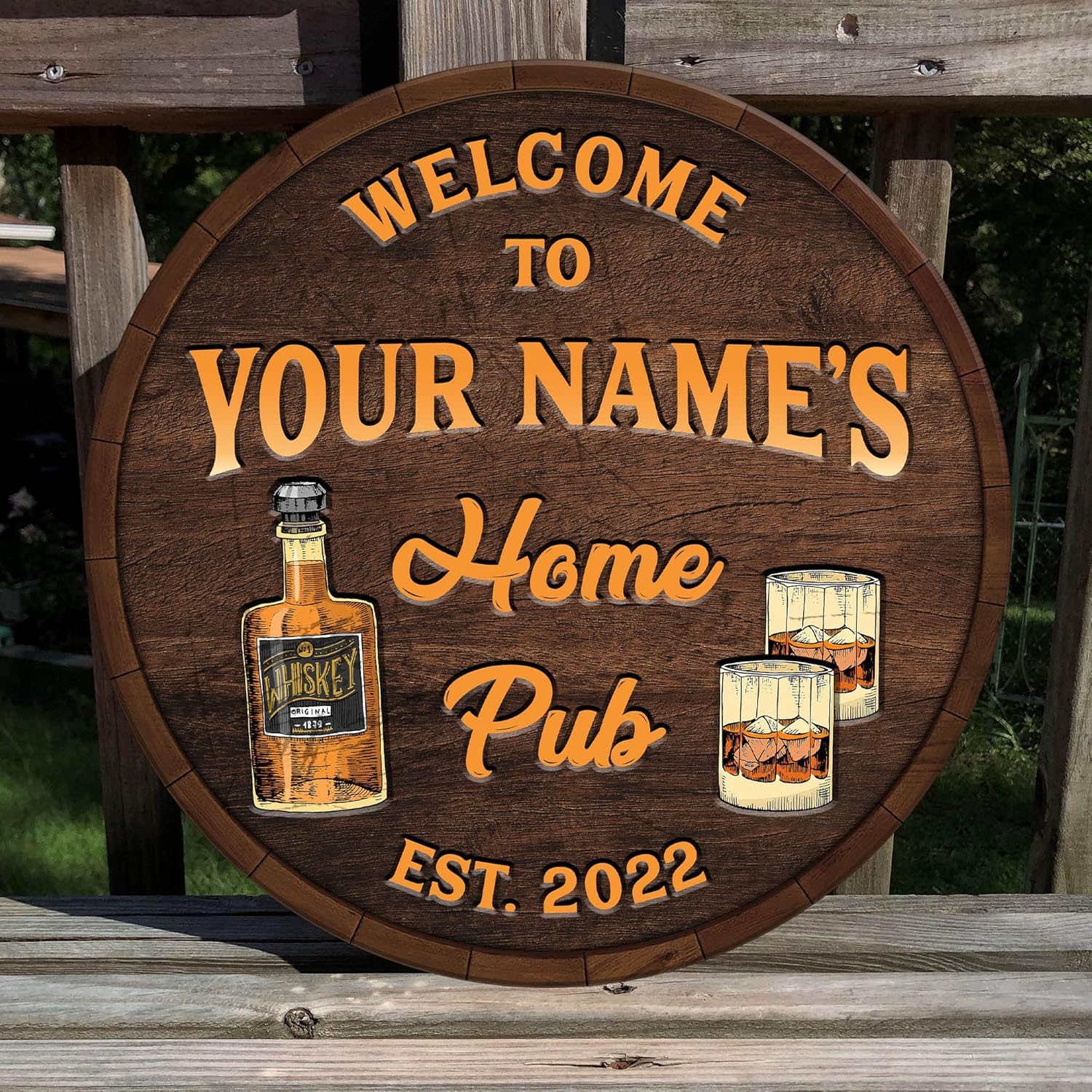 Artsy Woodsy Custom Welcome To Our Bar Printed Wood Sign 12" 18", Basement Bar Decor, Home Pub Tasting Room Saloon Man Cave Tavern Backyard Bar & Grill Irish Pub Tiki Bar Bourbon Bar Whiskey Pub (04)