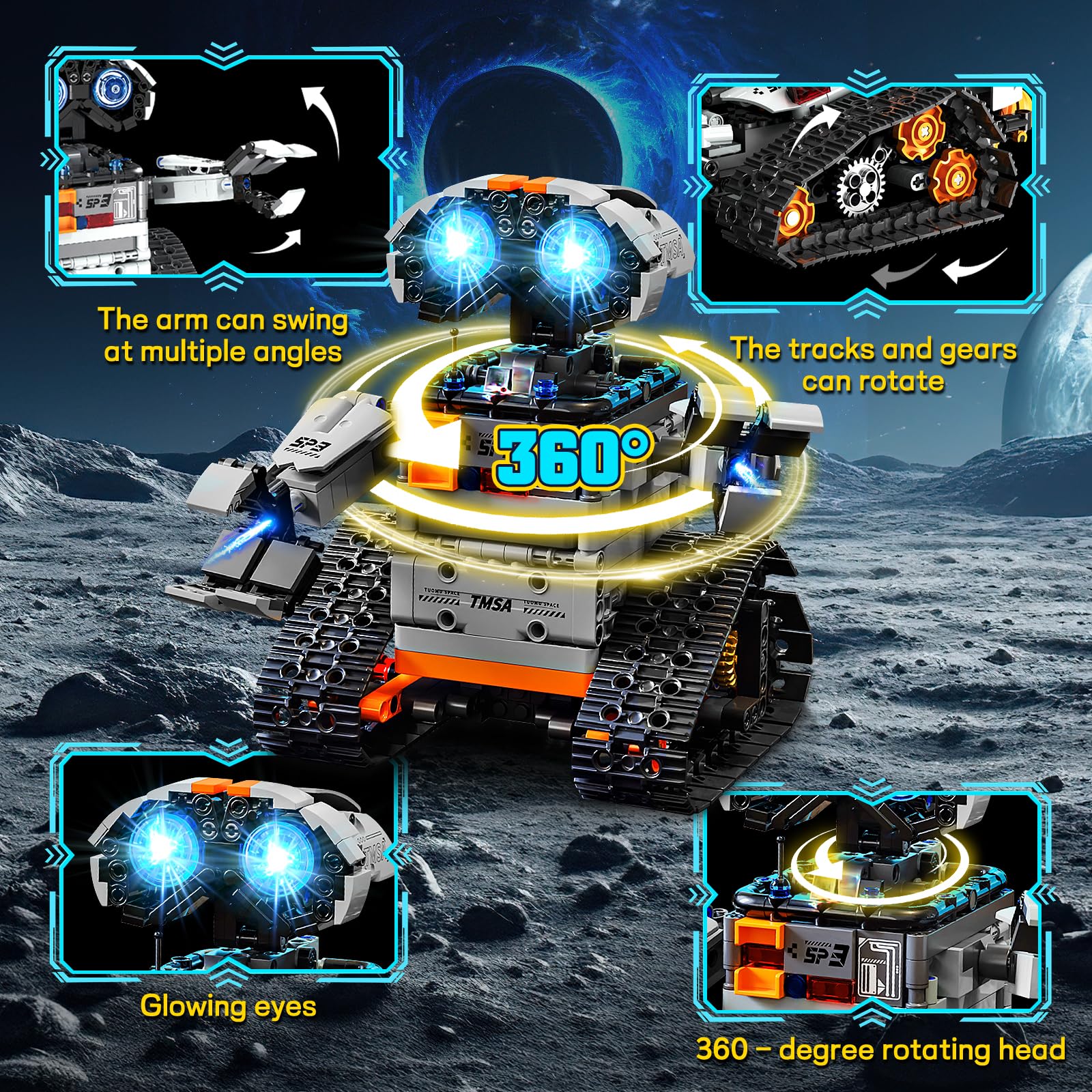 YOOHBERRYS Technic Robot dla dzieci, 5 w 1 Programowalny zestaw do budowy robota z aplikacją i pilotem zdalnego sterowania, kreatywny prezent edukacyjny dla chłopców i dziewcząt w wieku 8 lat (szary)