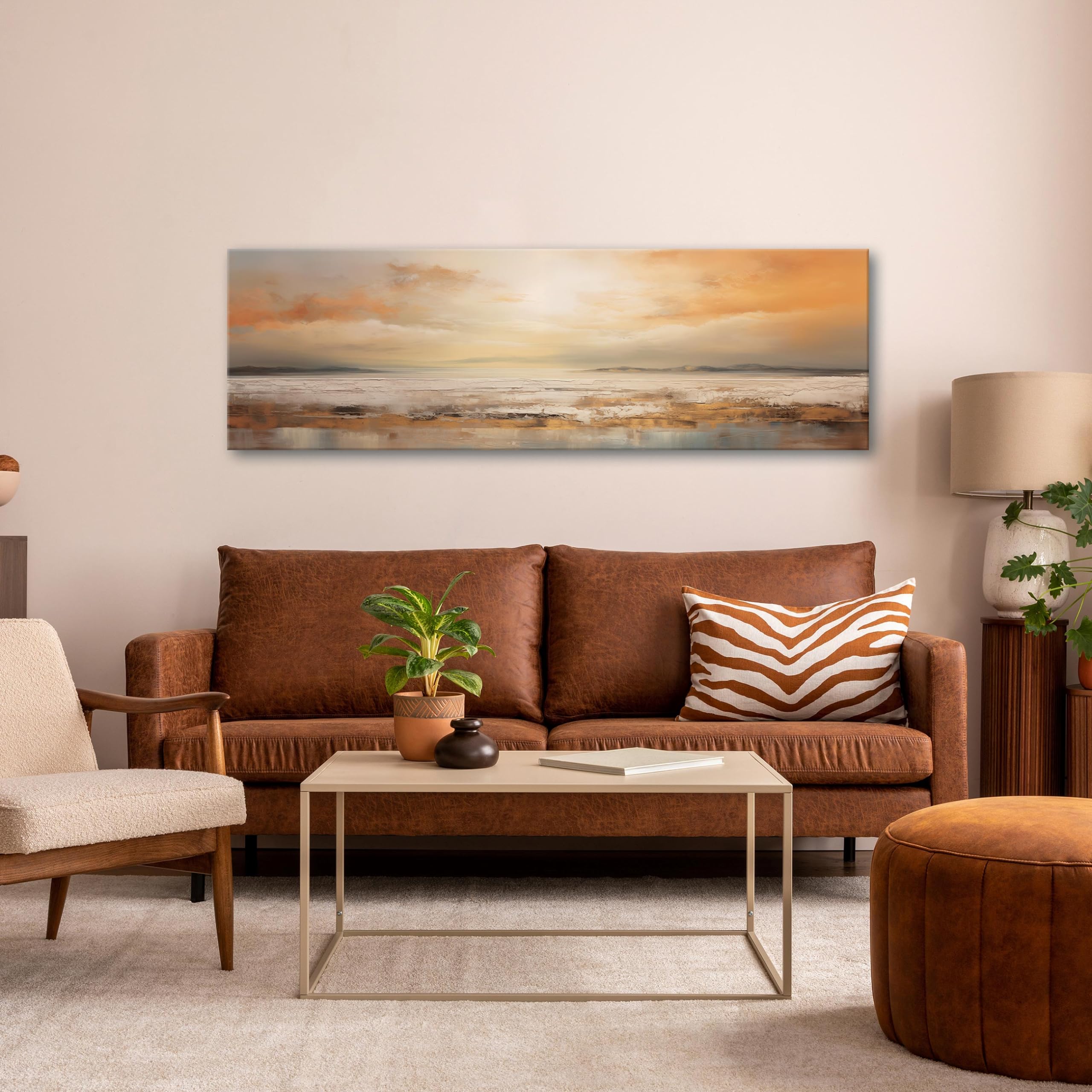 WallArena - Cuadros en lienzo - Playa, 145x45 cm | Premium Leinwand - Imagen sobre lienzo - Cuadro de pared XXL grande - Cuadros de pared para salon y dormitorio - para salon modernos impresion