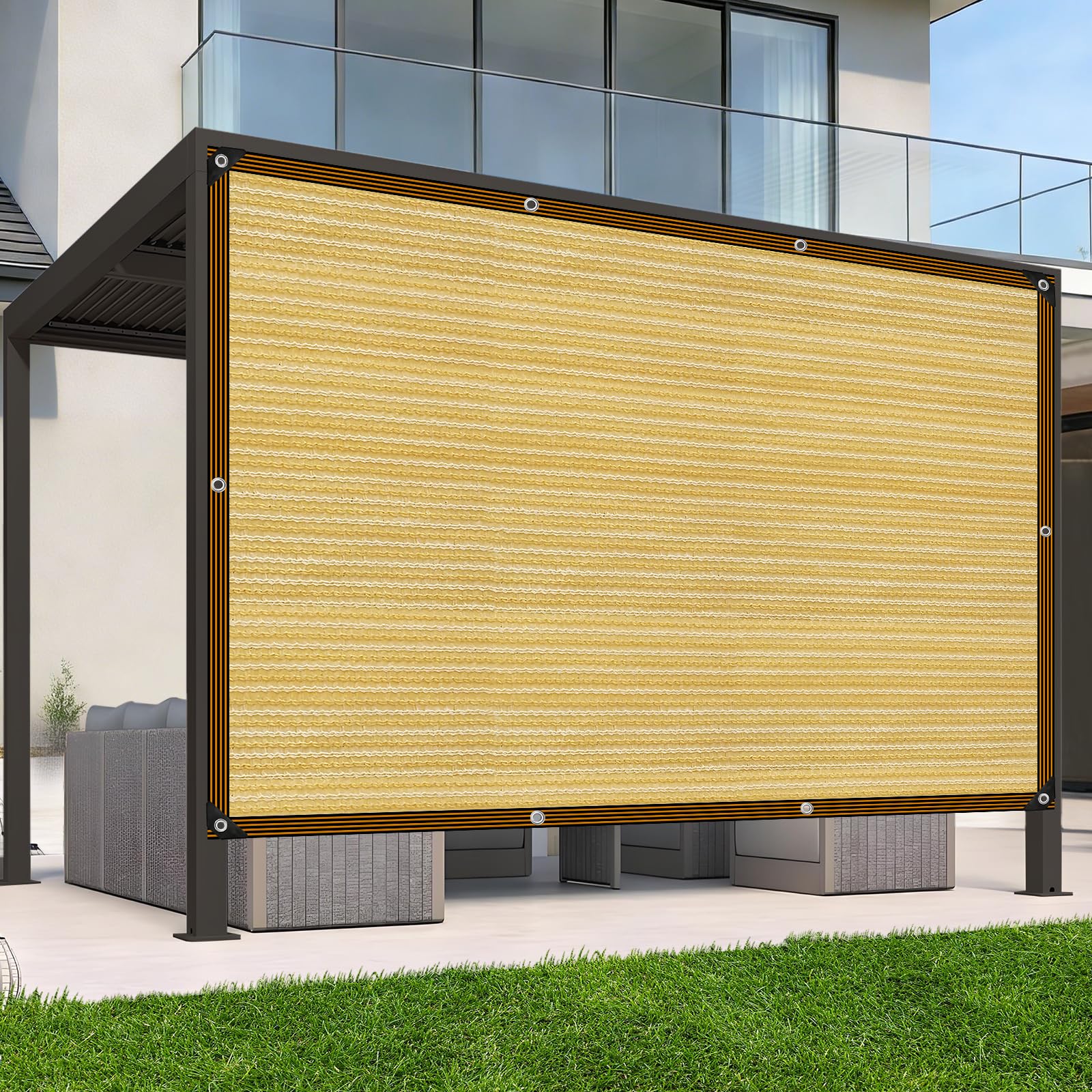 Rete ombreggiante 3,5 x 2 m con fori, adatta per serre, gazebo, giardini, serre, polli, esterni, beige