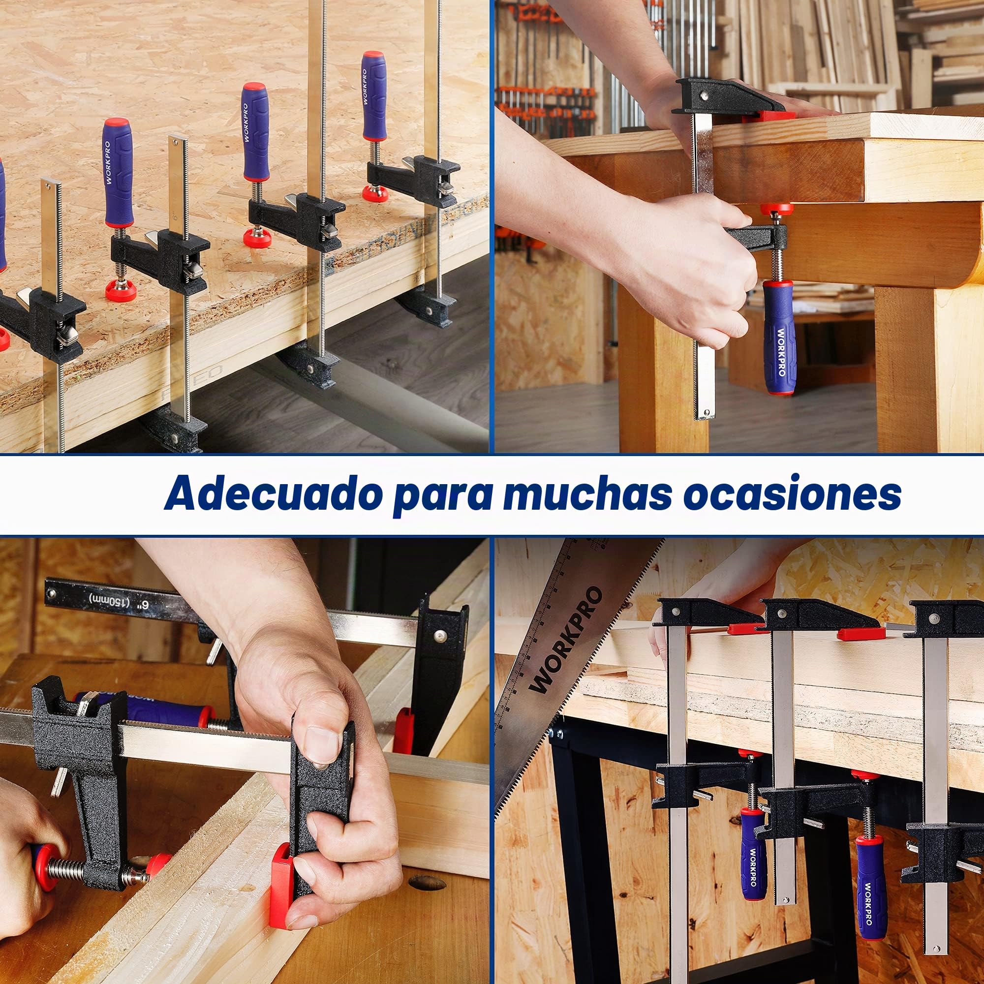 WORKPRO Sargento de Barra 2 Piezas, Juego de Abrazadera de Barra Metálica 300mm, Sargento de Tornillo de Liberación Rápida, Fuerza Máxima de Sujeción 272kg para Carpintería Madera | Sargentos de Tornillo con Liberación Rápida, Fuerza Máxima de Sujeción de