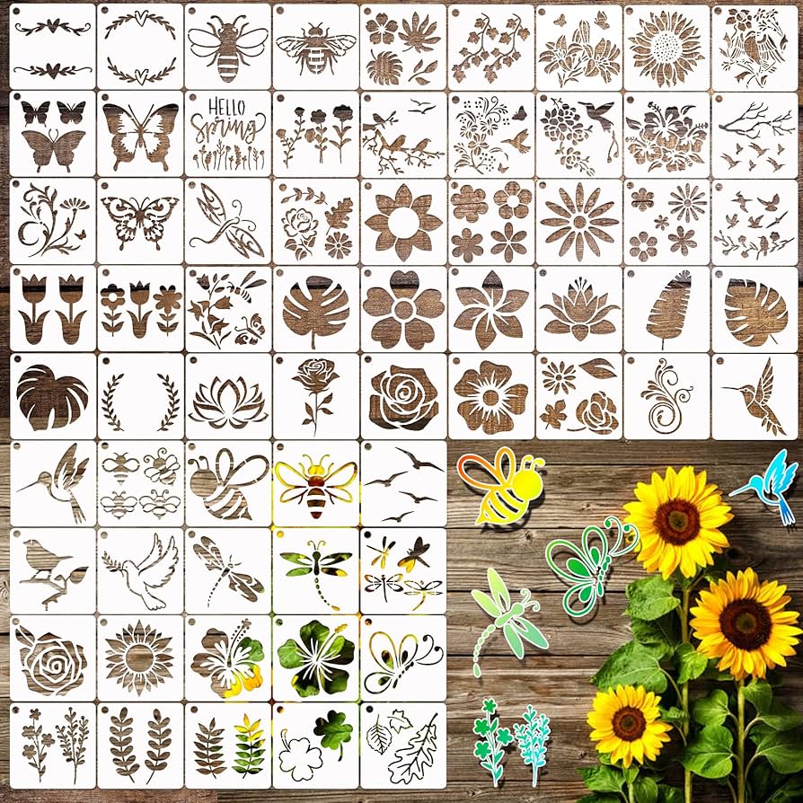 Amazon.com : Small Stencils for Painting on Wood Reusable, 3 Inch Reusable Stencil for Craft Ornament Paint Template Stencils for Wall Card Rock Wood Signs Coasters Canvas Home Decor (Flower) : Arts,