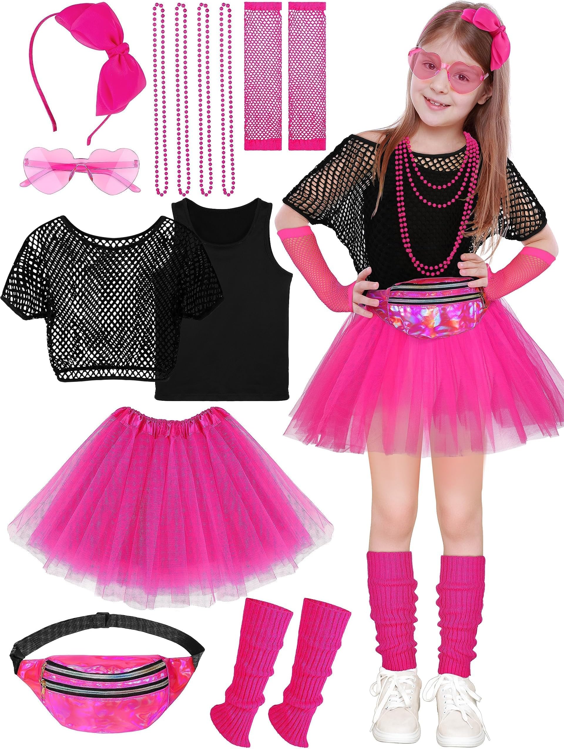13 Pieces 80s Outfit Halloween Costume Accessories Set for Cosplay 1980s Party