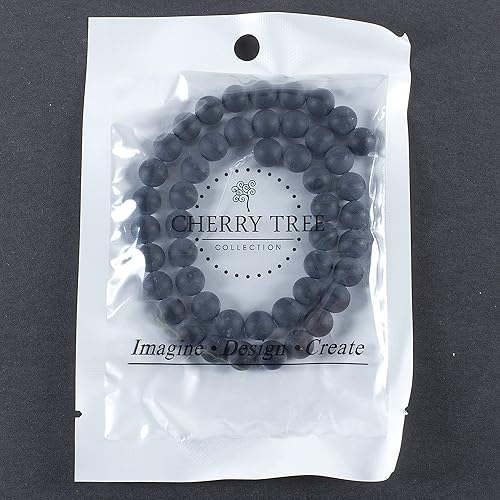 Miniatura 2 de Cherry Tree Collection Cuentas redondas de ágata negra mate de 0.315 pulgadas para la fabricación de joyas, 1 hebra, 45 unidades