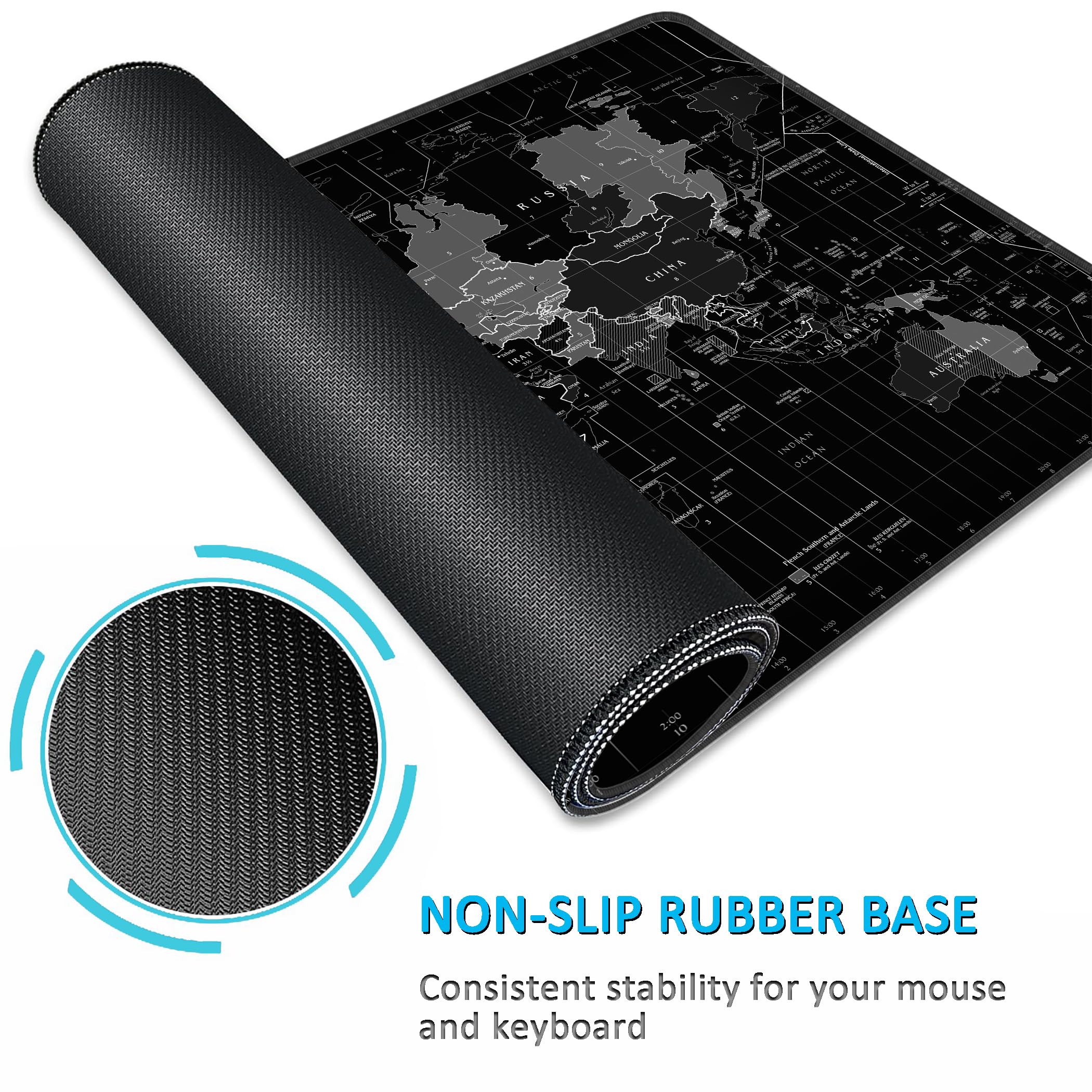 LL-COEUR Alfombrilla de Ratón Grande para Juego Mapa 1400x500x3mm Almohadilla de Escritorio Teclado Ordenador XXL Speed Gaming Mousepad XXXL