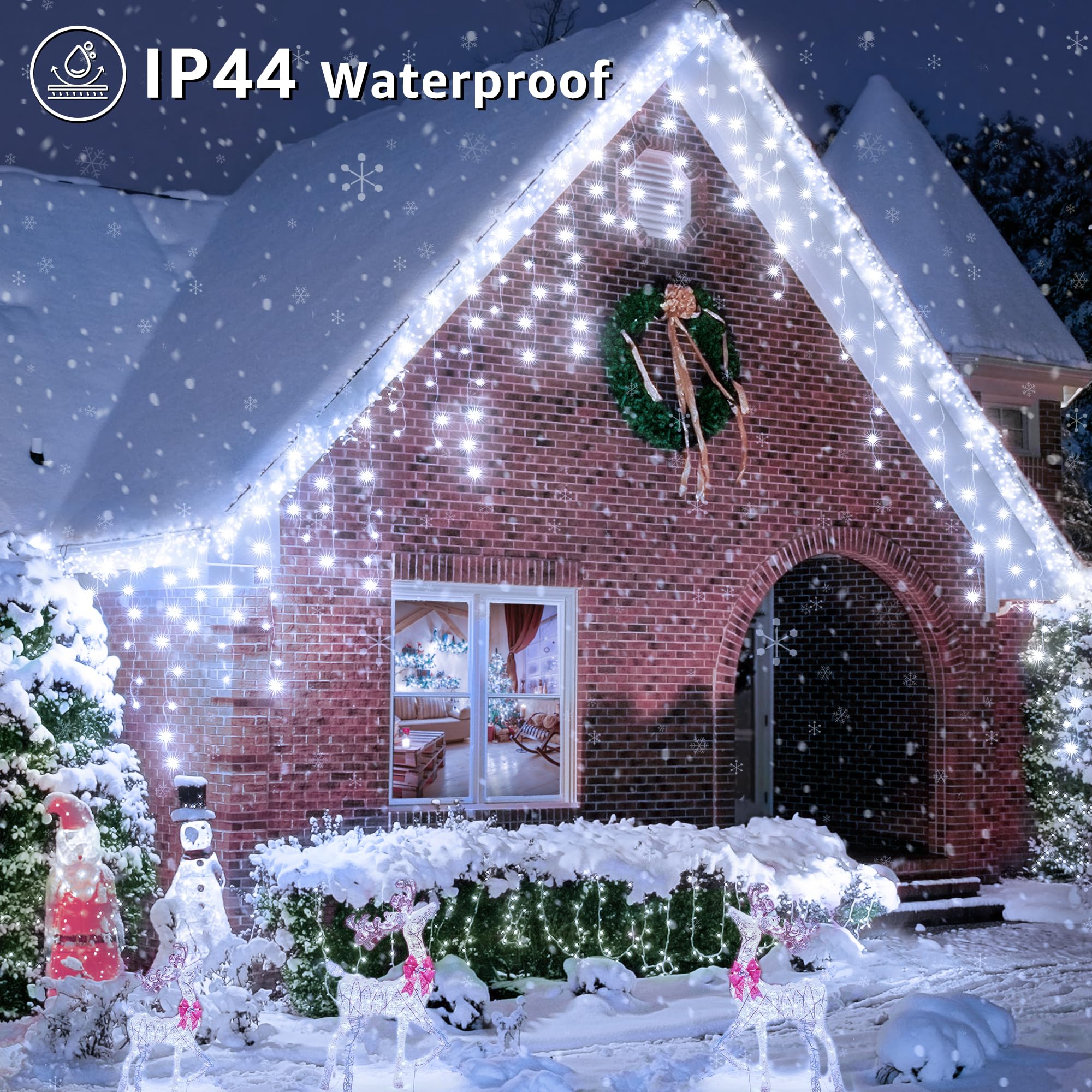 Hopexy Icicle Outdoor Christmas Lights, 600 LEDs 15m Waterproof Connectable Outside Fairy Light Mains Powered - Image 3