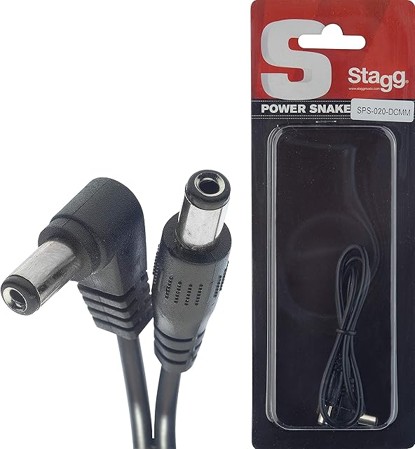 Stagg 20808 20 cm A Male to Male Guitar DC Power Cable - Black