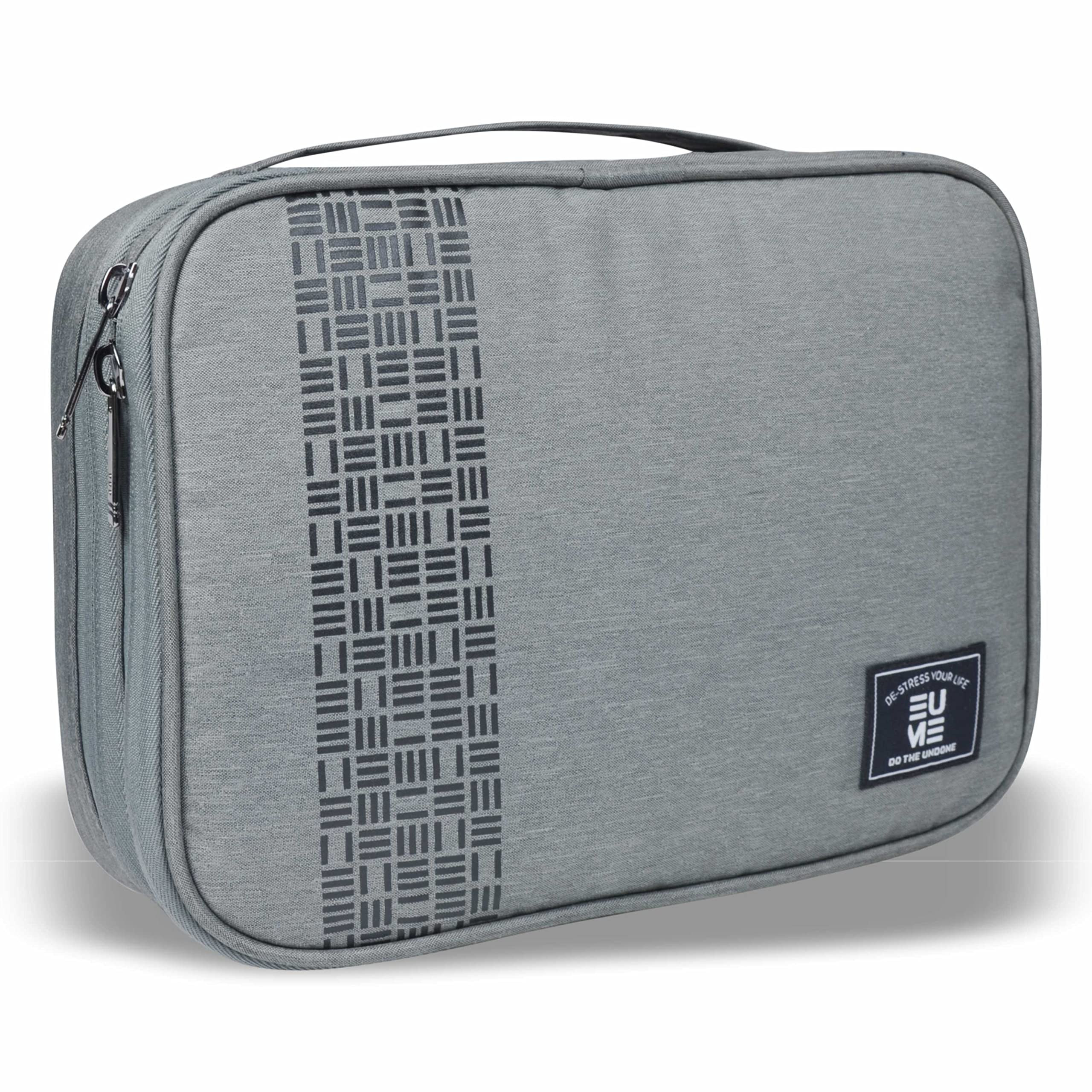 EUMEFixa 2 Compartment Electronic Accessories Organizer & Travel Gadget Bag for Men & Women (Grey)