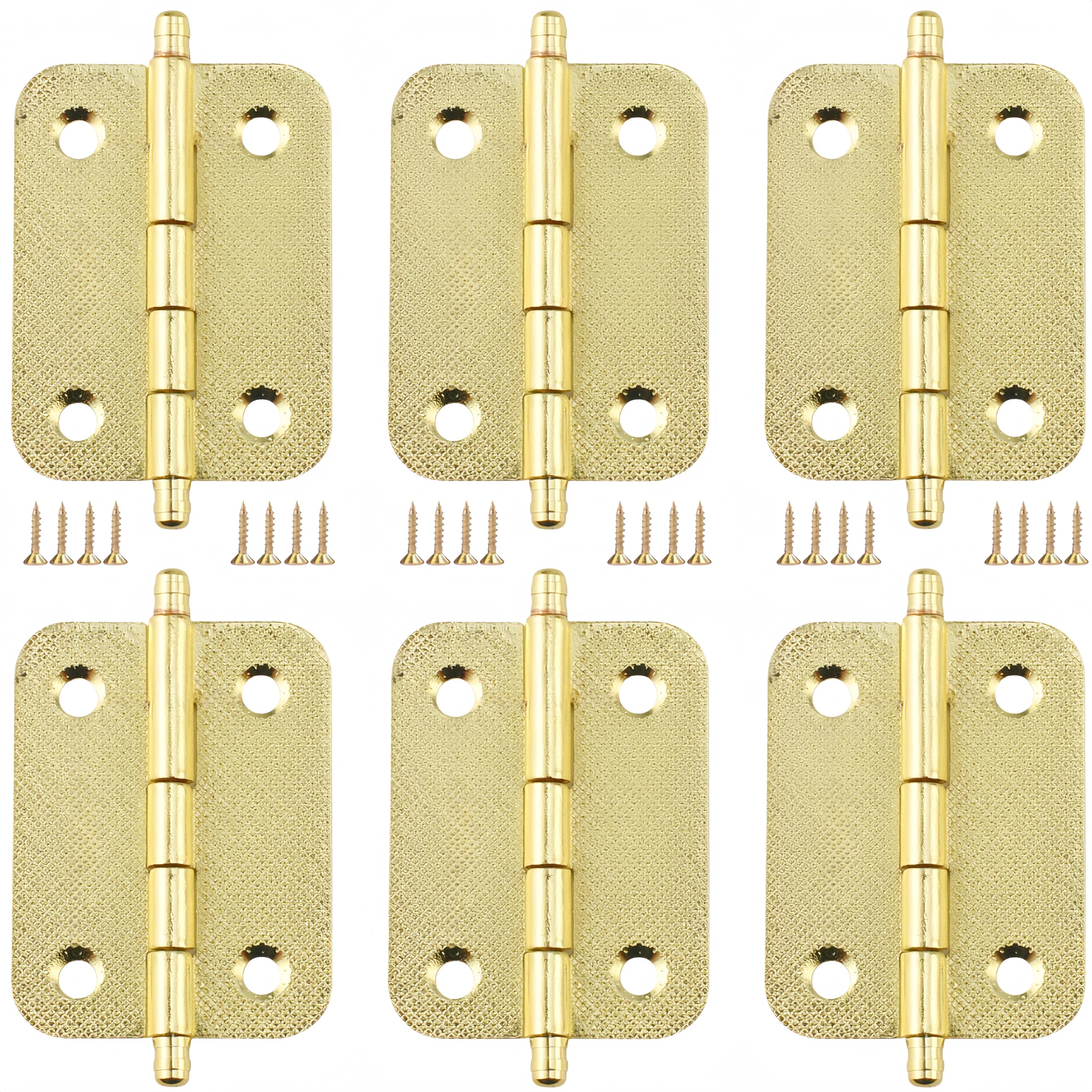 Vbnexyr Gold Hinge 6 Pack Of Alloy 1.85 * 1.14 Inch Folding Cabinet Door Hinges With Screws