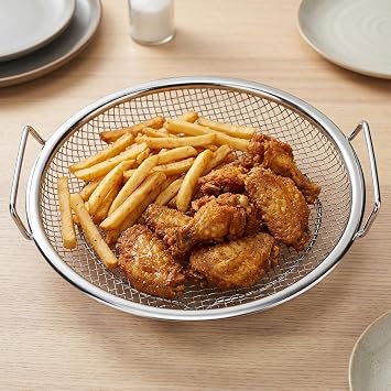EIKS 2 Pack Air Fryer Rack Round Stainless Steel Basket for Toasting Cooking Steaming Cooling - 8 inch Diameter