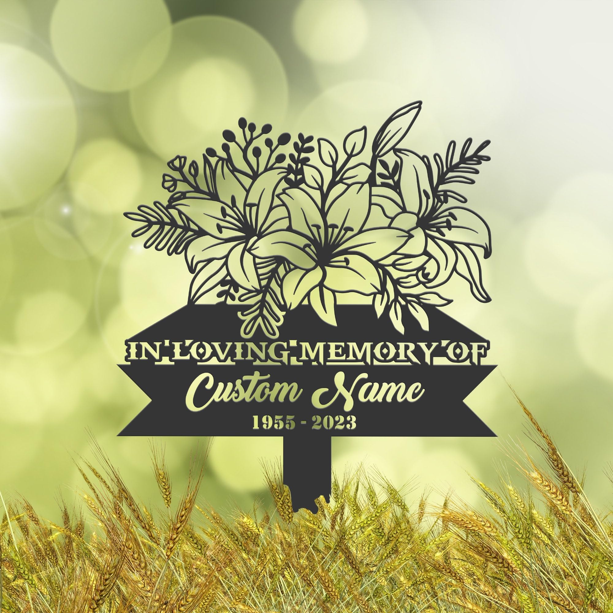 Personalised Lily Flowers Memorial Stake, Cemetery Marker, Bereavement Gifts, Grave Decorations, Memorial Plaques, Sympathy Sign, Grave Marker, Remembrance Plaque