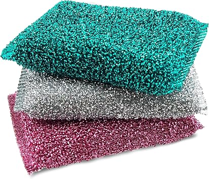 Dish Sponges for Kitchen 3 Pcs Non-Scratch Scrub Sponges for Dishes, Pots, Pans, Glass, Stainless Steel & Nonstick CookwareOdor-Resistant, Quick-Dry, Flexible, Durable & Reusable Cleaning Scrubbers