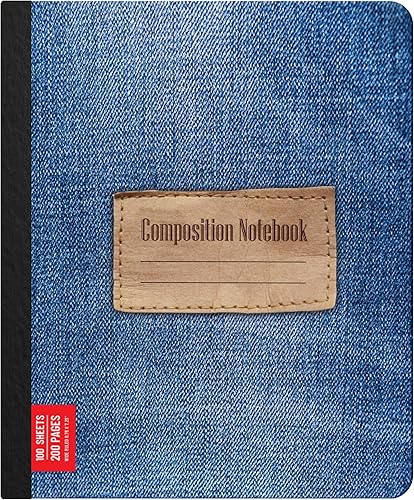 Miniatura 6 de Cuaderno de composición con rayas anchas, cuaderno de composición estética, impresión de mezclilla de tapa dura, cuaderno de composición preparada,