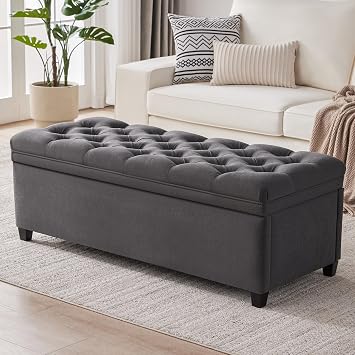 Mangodan Storage Ottoman Bench, Tufted Ottoman with Storage for Living Room, Large Modern Entryway Benchs