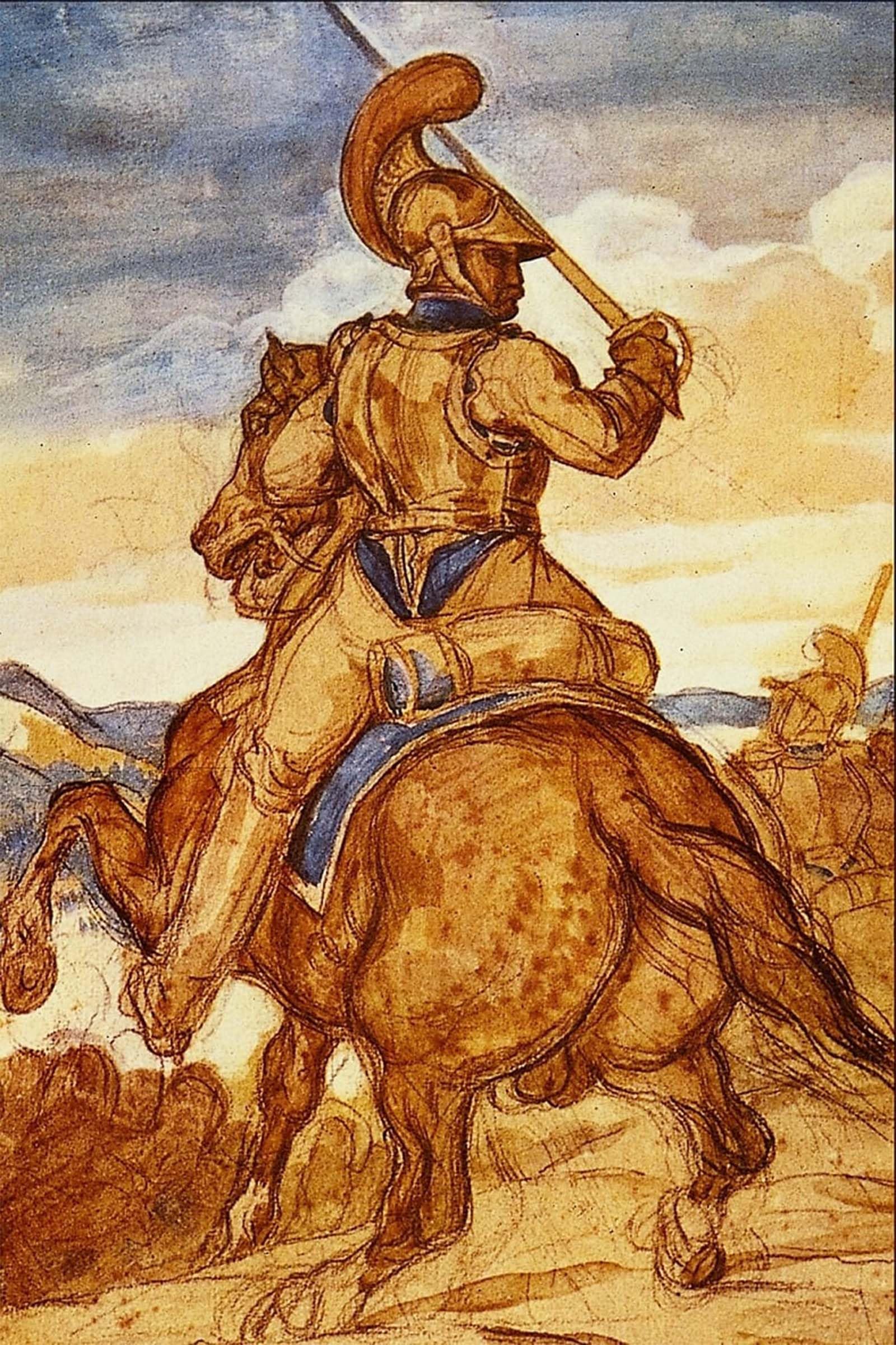 POSTERIIk Vintage Classic Picture Landscape Artwork Mounted Officer of the Carabineers by Theodore Gericault Portrait Canvas Painting for Office Home Decor 60x90cm