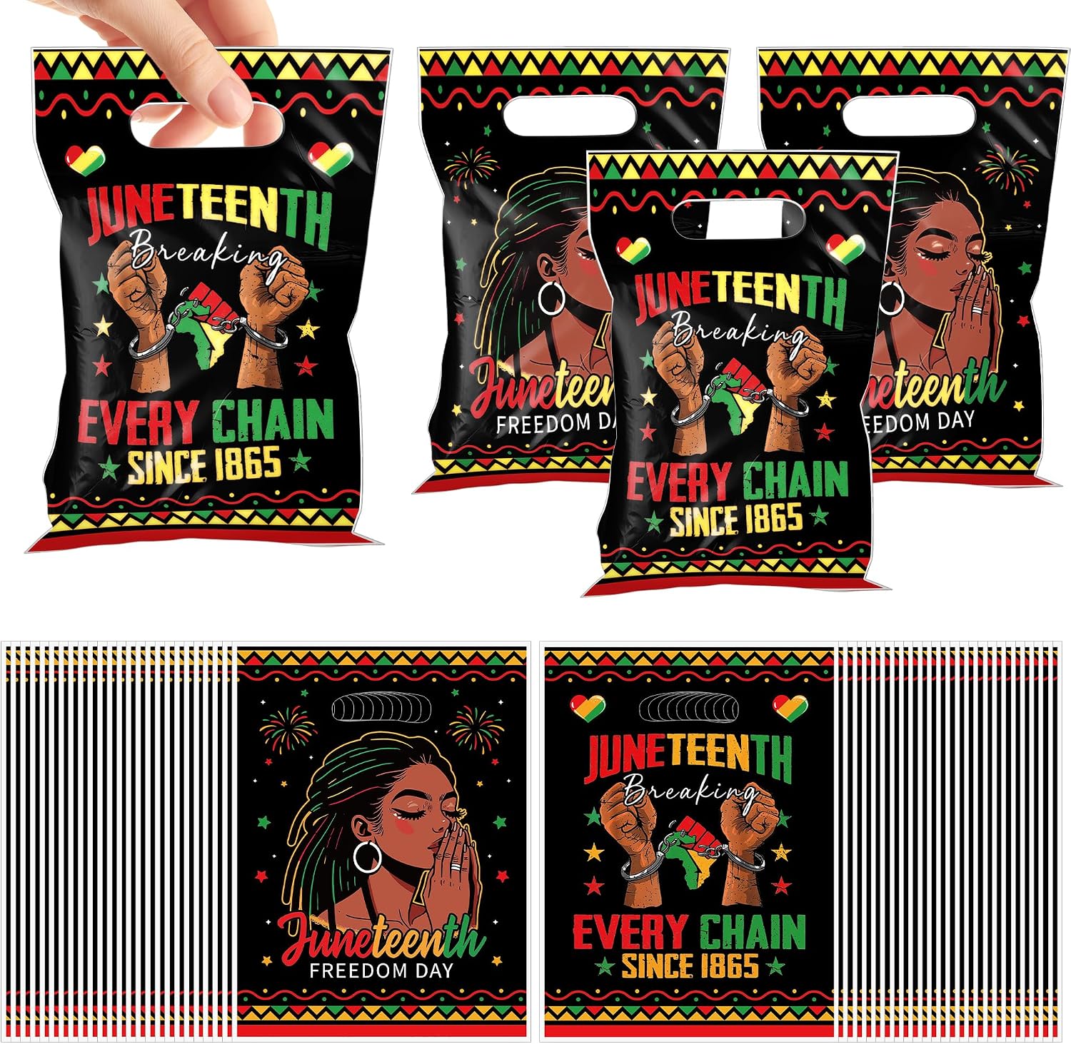 MOIZYNG 50Pcs Juneteenth Gift Bags with Handles
