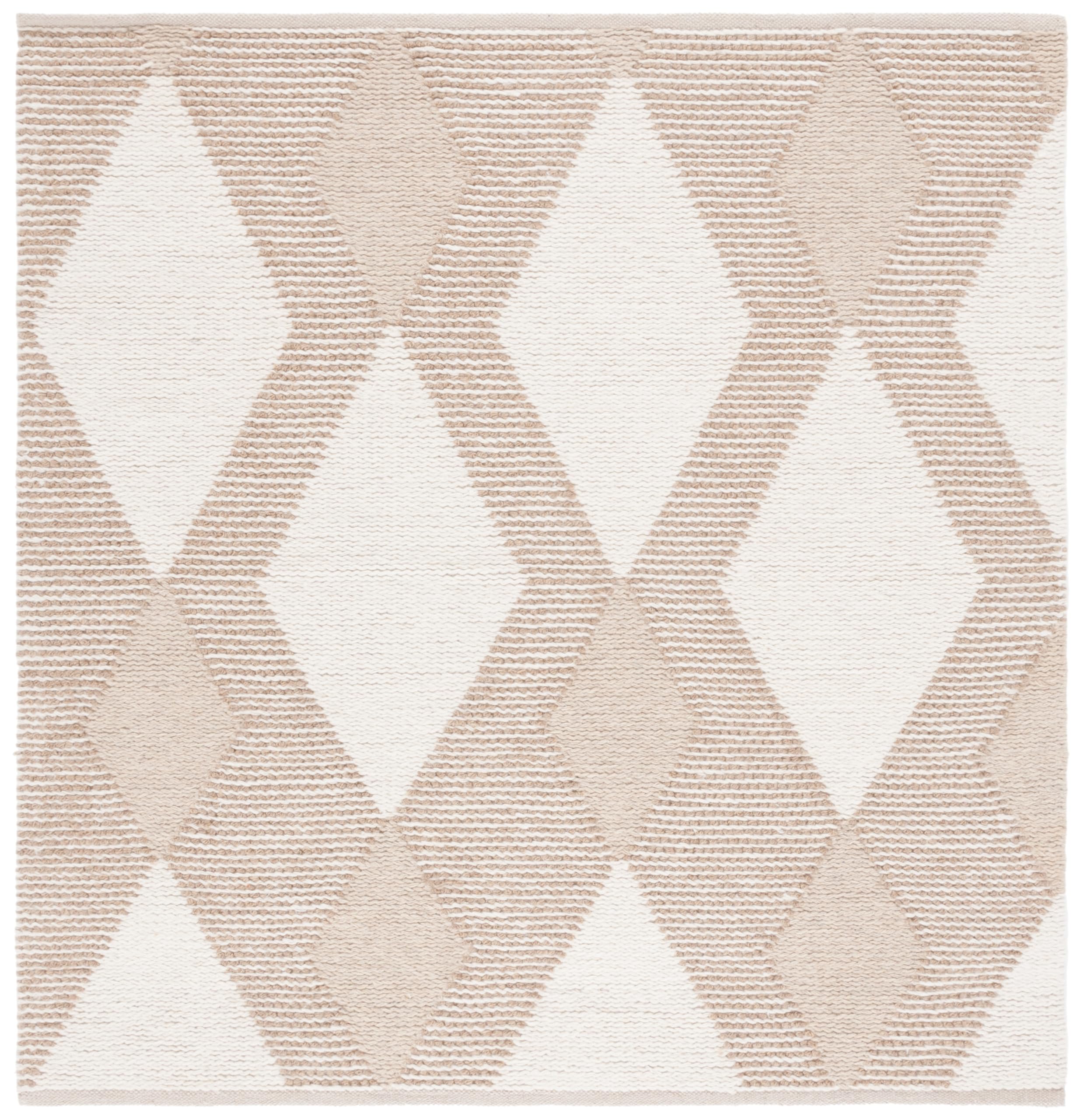 safavieh natura collection area rug - 6' square, natural & ivory, handmade farmhouse boho wool, ideal for high traffic areas in living room, bedroom (nat219a)