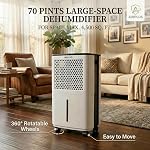 AIRPLUS 4500 Sq. Ft Dehumidifiers for Home, 70 Pints Dehumidifier for Basement with Drain Hose, Continuous Drainage, Intelligent Humidistat, Dehumidifier for bathroom, bedroom, Large Room
