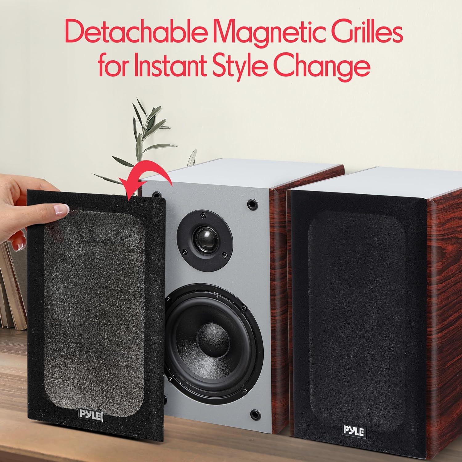 Pyle 5.25" 2-Way Passive Bookshelf Speakers - Studio Monitor Speaker - Wooden Enclosure - 200 Watts RMS Power