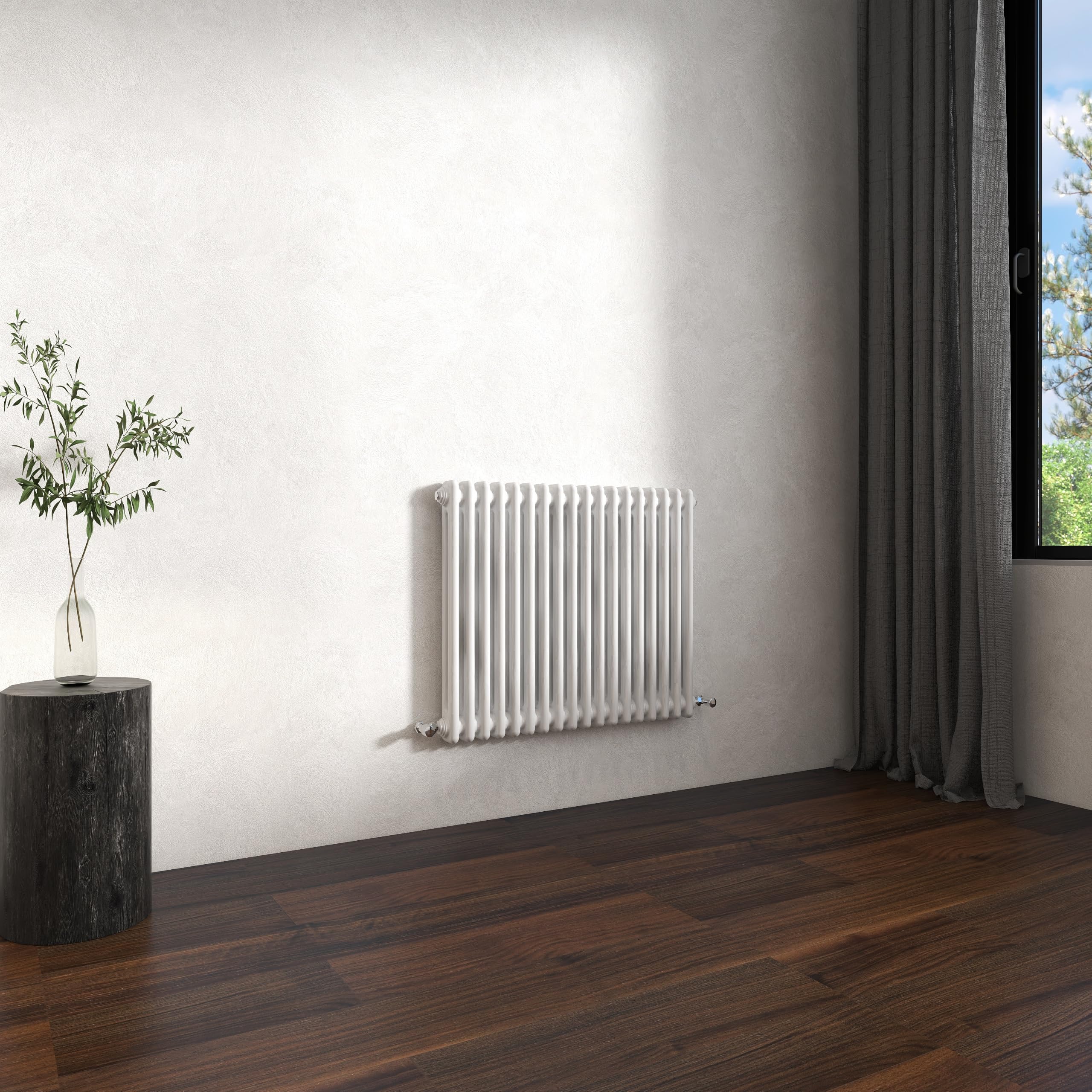 Traditional 2 Column Cast Iron Radiator 600x830mm Horizontal Gloss White