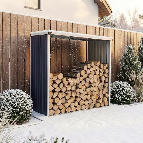casa.pro Abri-Bûches Couvert Solide Support pour Bois de Chauffa 