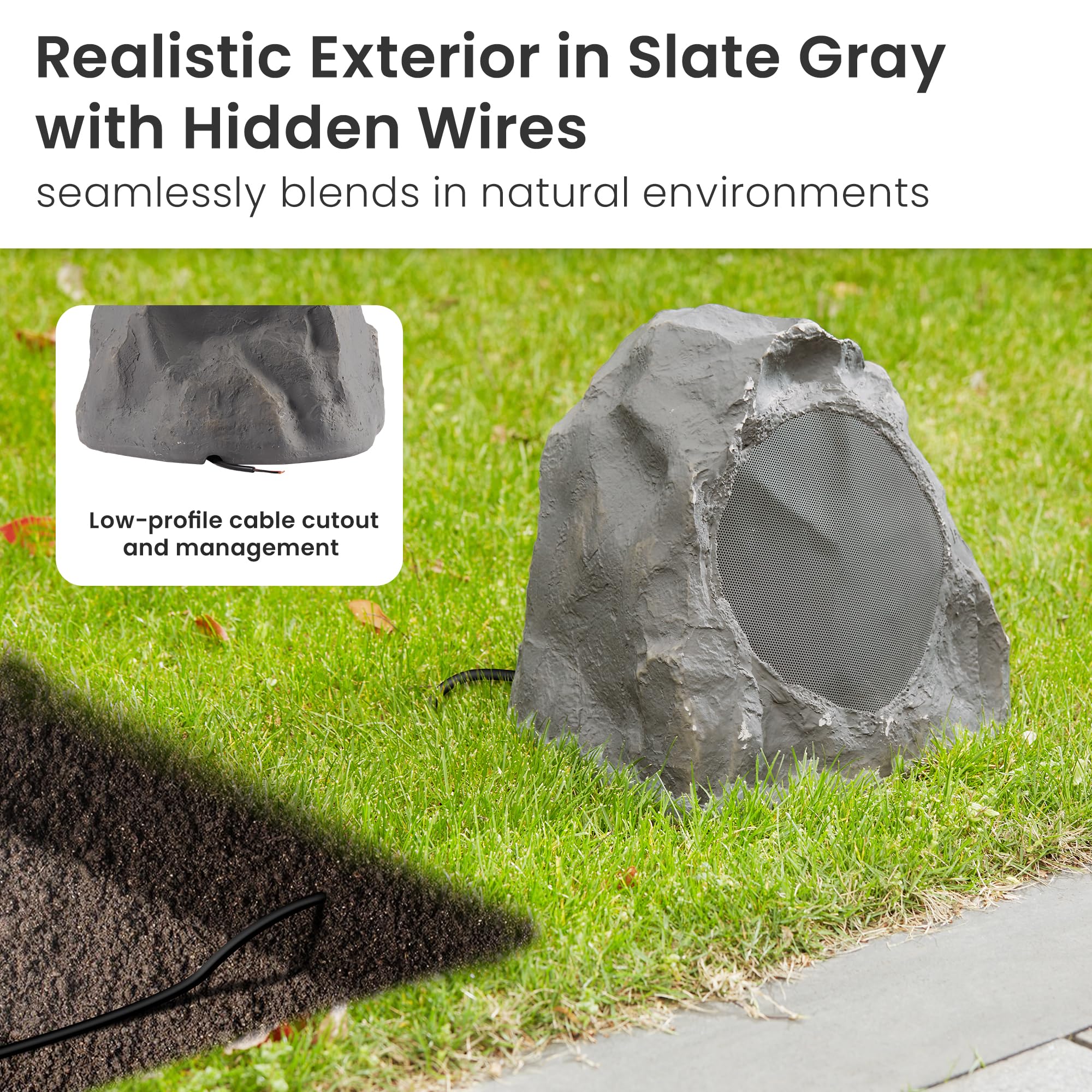 Theater Solutions 12R8SG Outdoor Slate 20.3 cm Rock 12 zestaw głośników do basenu spa podwórka ogrodu