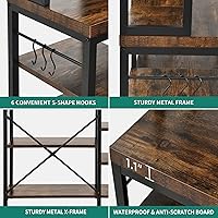 Vista 26 de YITAHOME Soporte de cocina para microondas con estante para vino, estante para vino, estantes de almacenamiento pequeños para botellas de licor