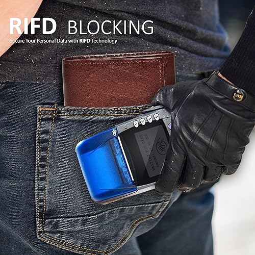Miniatura 3 de NeoMonte Carteras de cuero RFID con bolsillo frontal para hombre 9 tarjetas de crédito 2 tarjetas de identificación billetera triple delgada