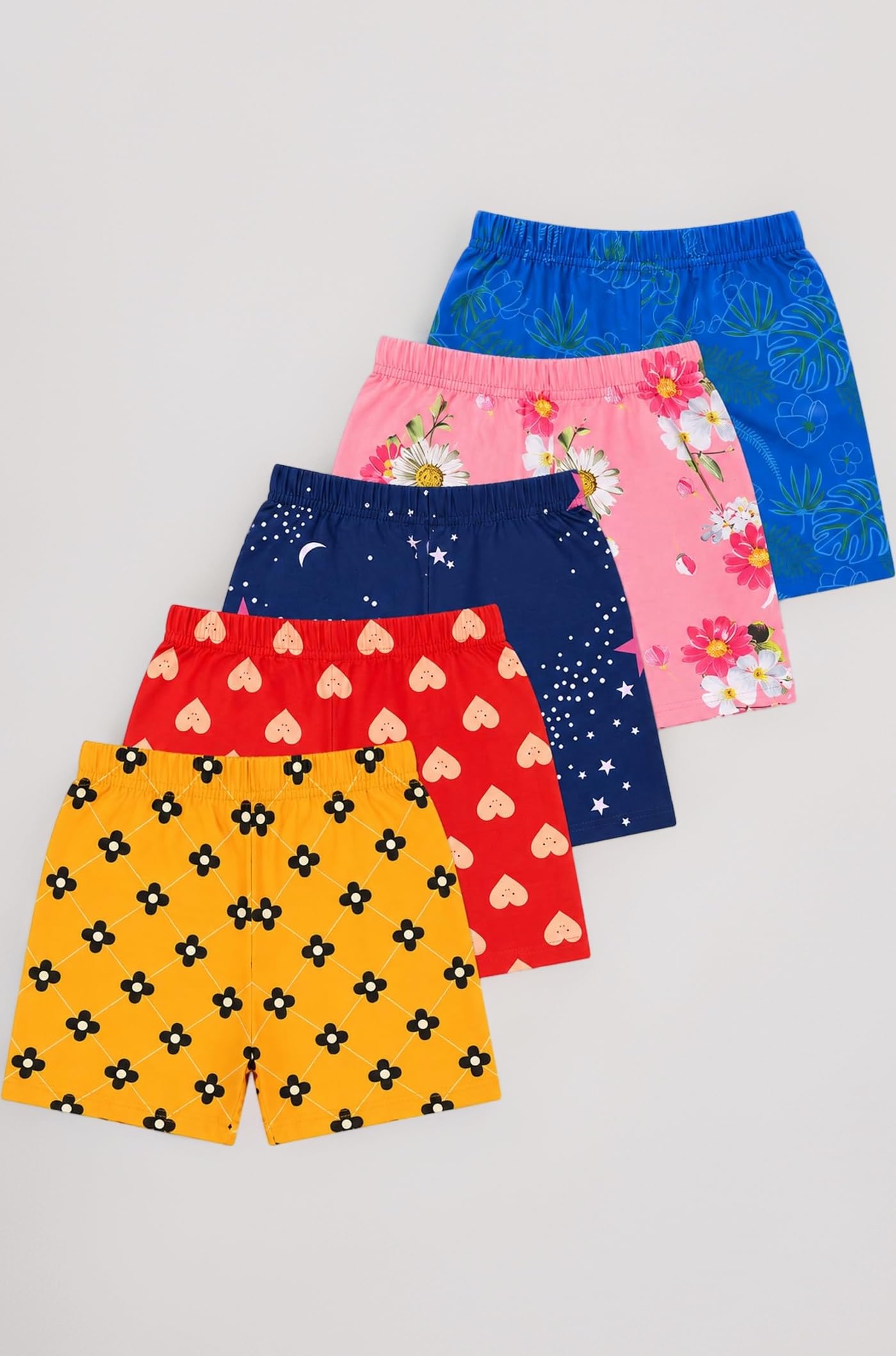 - Girls Cotton Printed Shorts(Pack of 5)