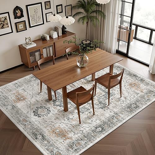 Miniatura 91 de Rugland Alfombras de área de 8 x 10, alfombra lavable resistente a las manchas, alfombras antideslizantes para sala de estar, alfombras tribales