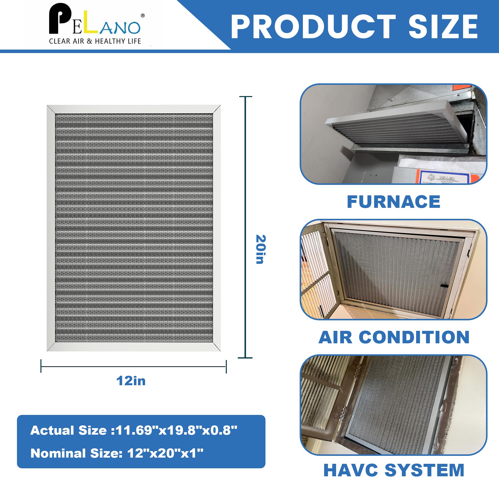 Filtro dell'aria riutilizzabile, 30 x 50 x 1, filtro dell'aria elettrostatico HVAC, dura una vita, lavabile, goditi l'aria più fresca in casa e in ufficio, MERV 8 (dimensioni effettive: 30 x 40 x 2 cm