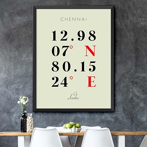 Miniatura 5 de Mapa de Chennai, India, Coordenadas Multilínea de Colores (16x20)