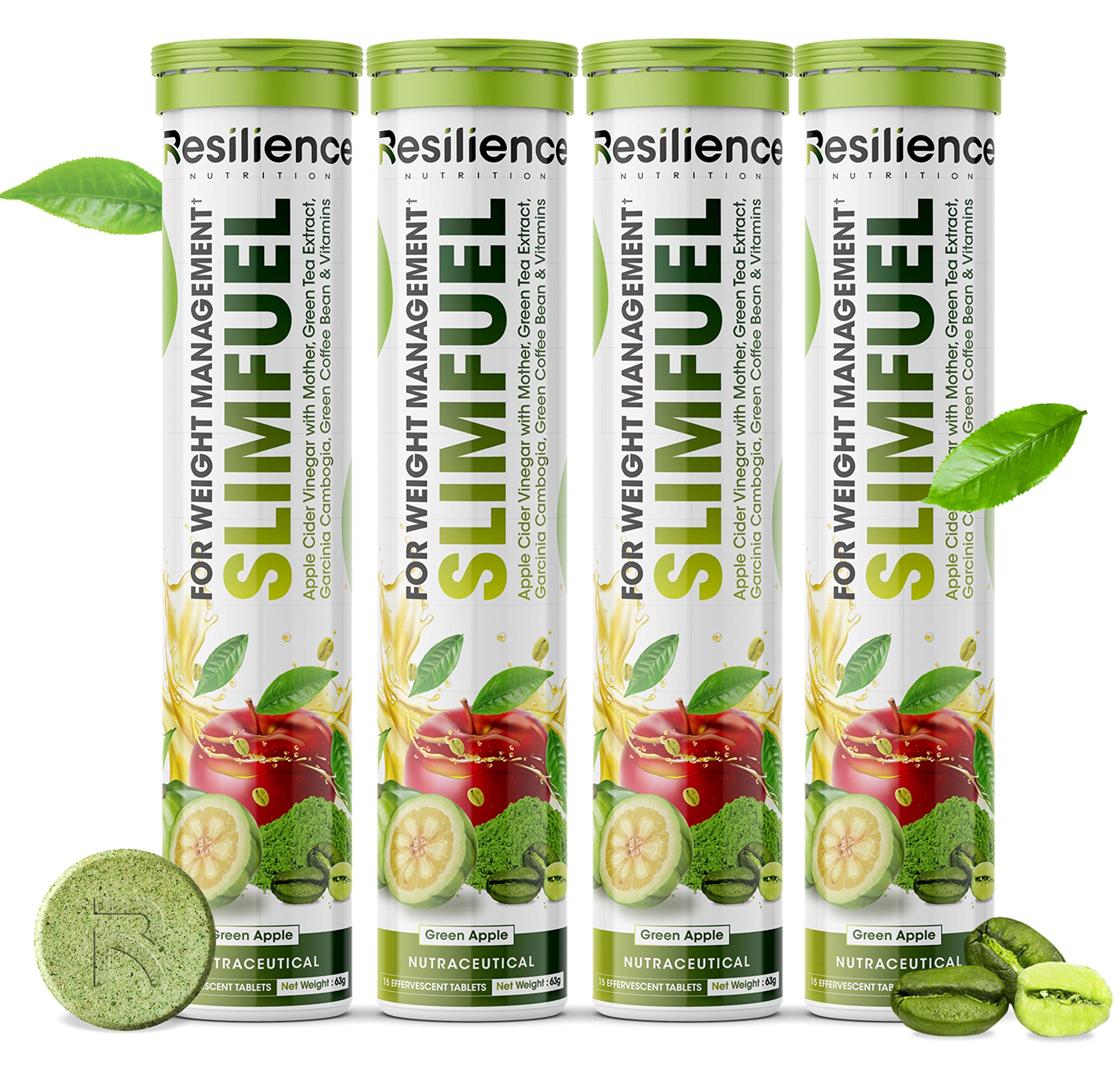 Resilience Nutrition Slim Fuel Nutrition With Apple Cider Vinegar, Green Tea, Garcinia Cambogia, Green Coffee Beans, Vitamin B12, B6, B9 For Weight Managemant, 100% Vegan|Easy To Consume (Pack Of 4) (B0B538CRC2) Amazon Price History, Amazon Price Tracker