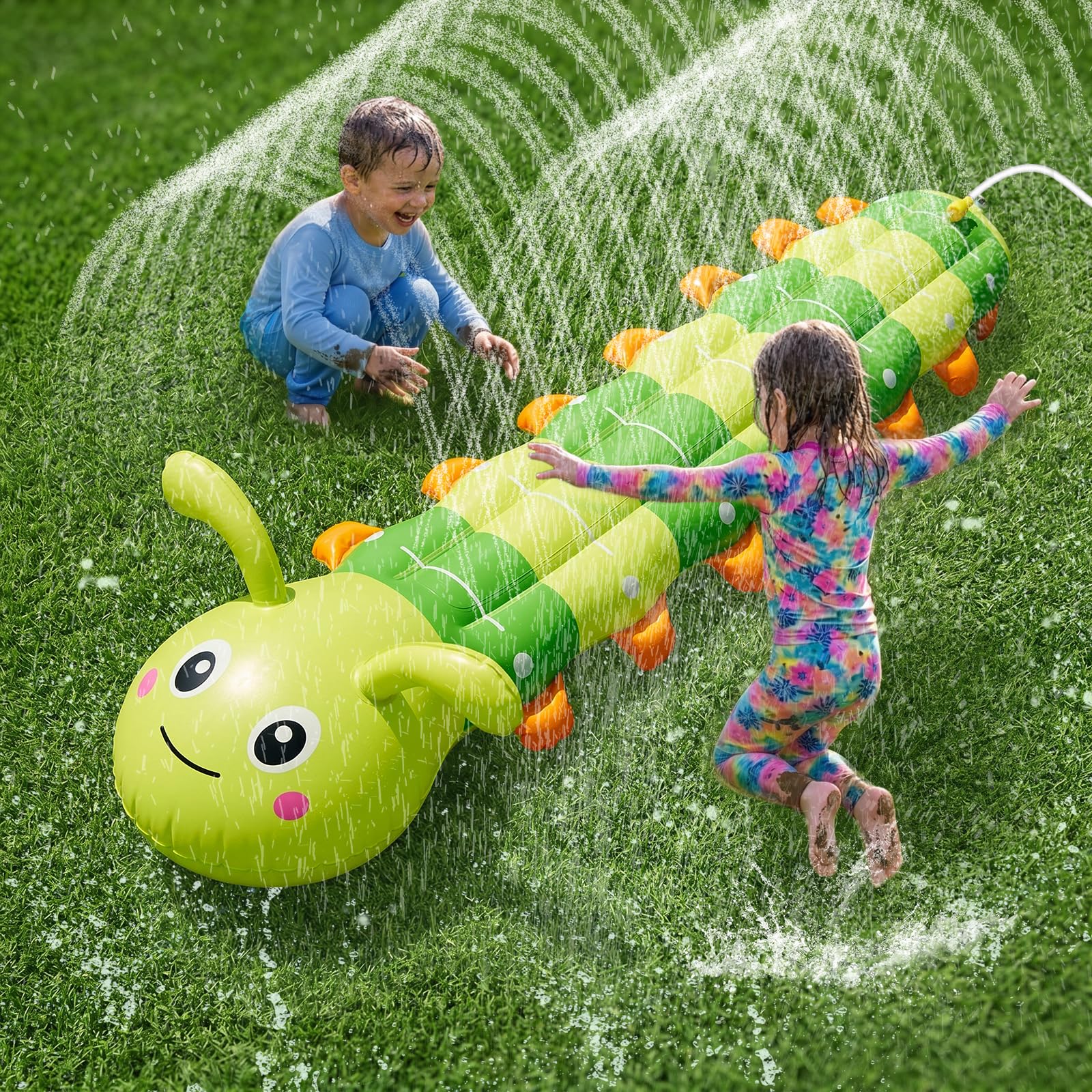 Water Sprinkler for Kids, Large Caterpillar Inflatable Sprinkler