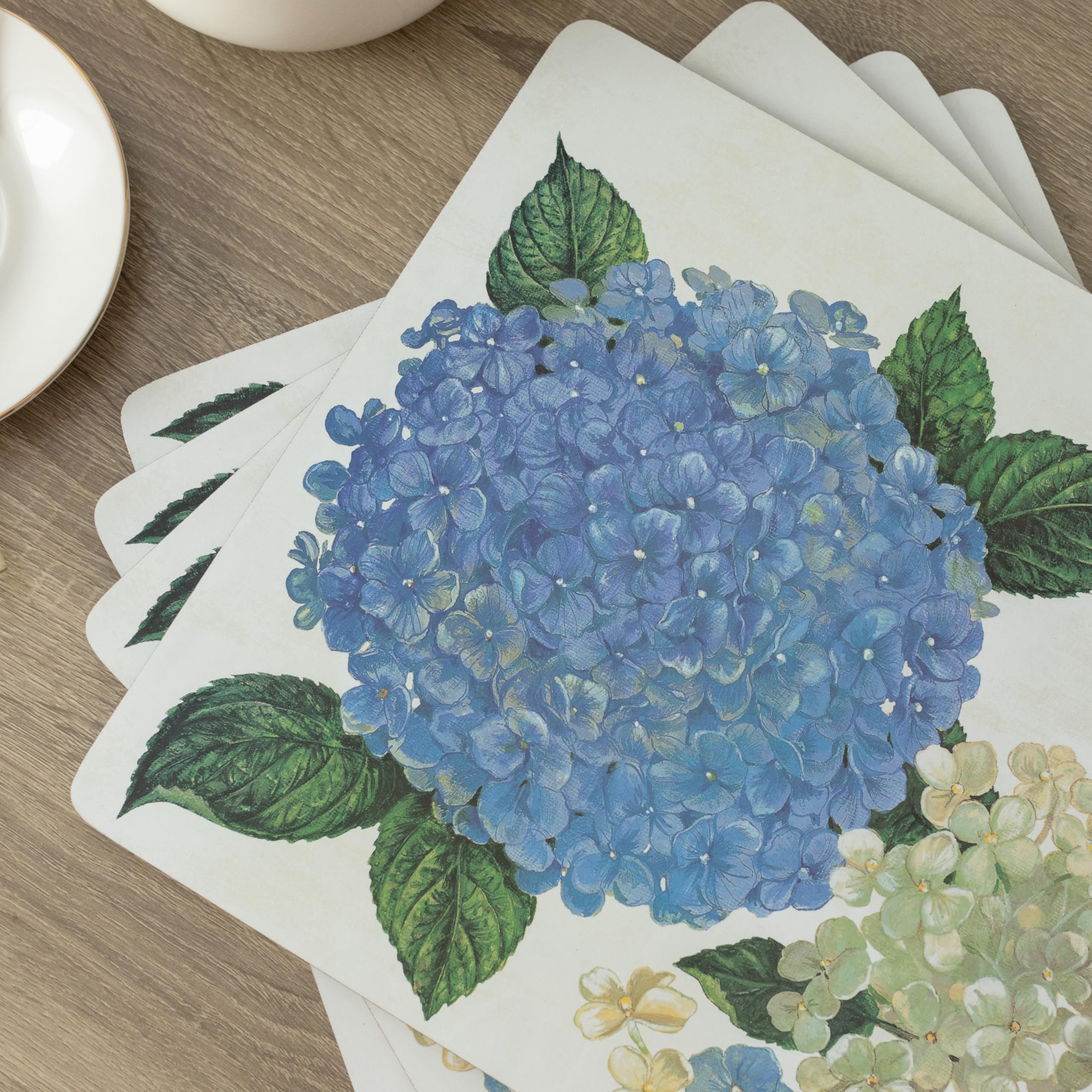 Benson Mills Lot de 4 Sets de Table en liège épais, faciles à Nettoyer, pour Table de Cuisine et de Salle à Manger (rectangulaires, 30,5 x 40,6 cm, Motif Hortensia)
