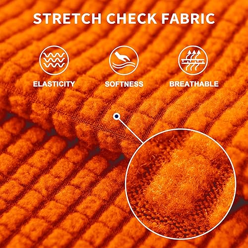 Miniatura 4 de subrtex - funda para sofá funda elástica de 1 pieza funda de sofá suave lavable de tela jacquard a cuadros pequeños naranja L