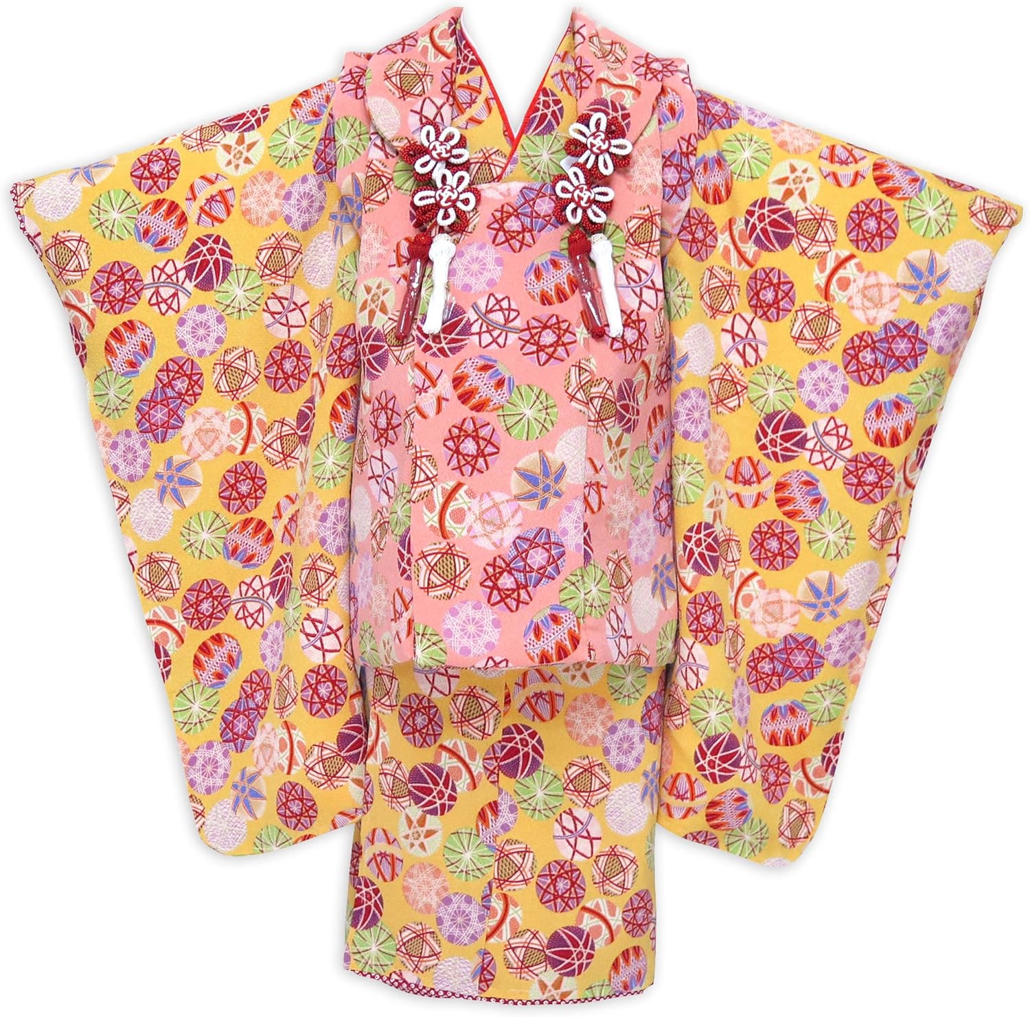 501ag33◎七五三 七歳 女児 着物&袋帯&長襦袢 蝶 枝垂桜 花丸文様◎ 501ag33◎七五三 七歳 女児 着物&袋帯&長襦袢 蝶 枝垂桜 花丸文様