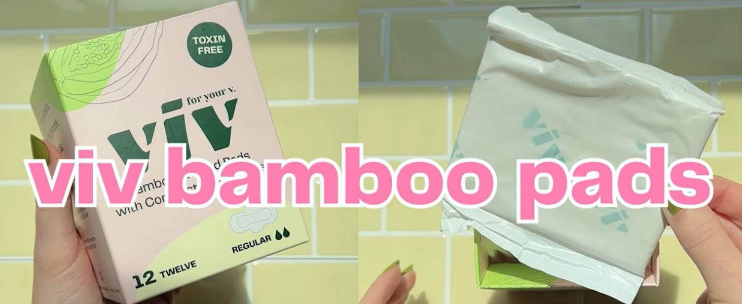 Viv for Your V Bamboo Organic Pads for Women | Soft, Thin, Absorbent Sanitary Pads with Wings | Unscented, Earth-Friendly | Postpartum Gift for Mom | Regular Absorbency (12 Pack)