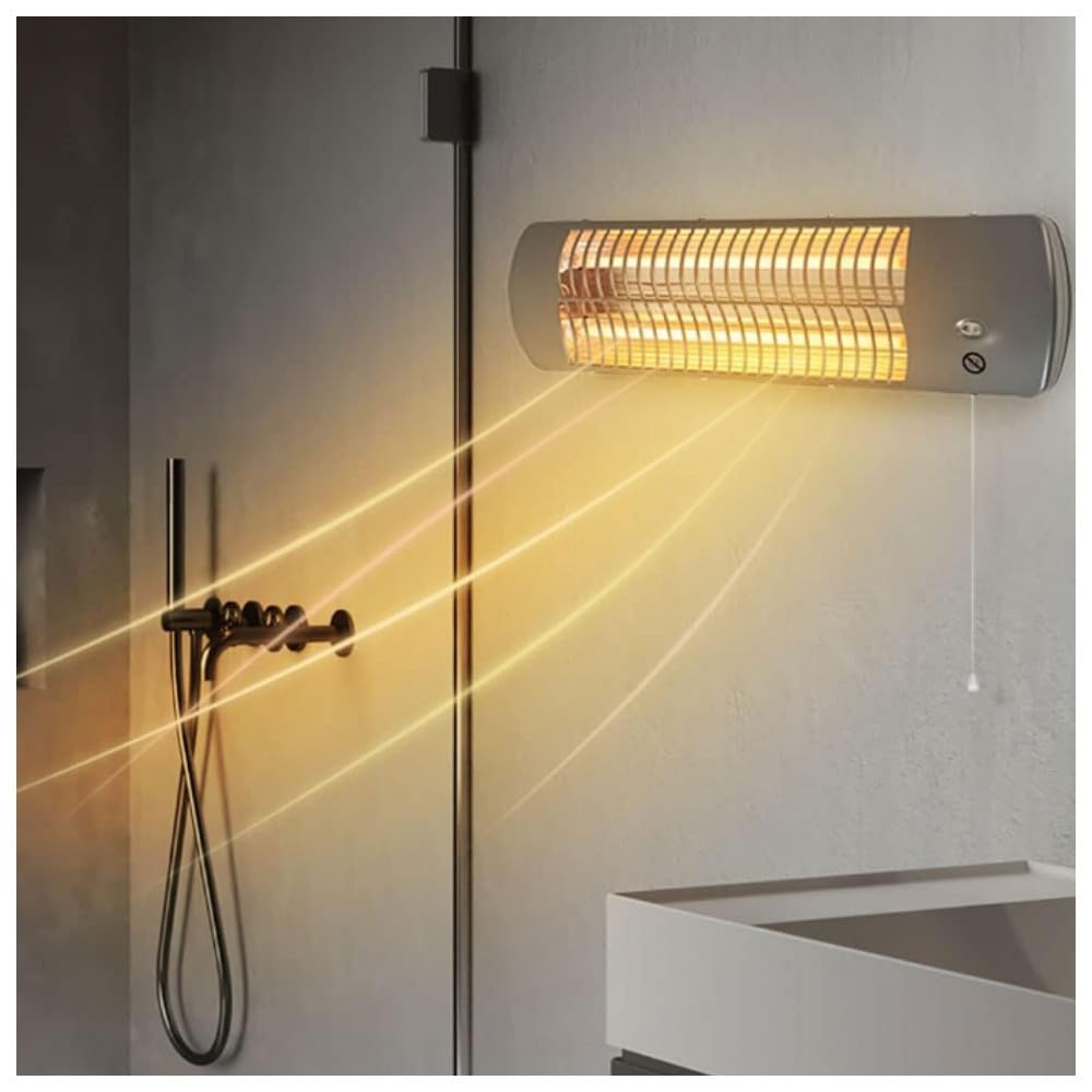 Eurom Riscaldatore elettrico da bagno | 1200 W | flessibile per interni e patio | Livelli di calore regolabili | Resistente agli spruzzi | Calore rapido e piacevole | Risparmio energetico