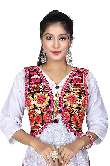 Shivam Fashion, Cotton Embroidered Ethnic Jackets For Girls, Women Ethnic Jackets For Office use, every festival,& Occasion -Multi (Medium- Length-16, Chest (Burst)-38 Inch)