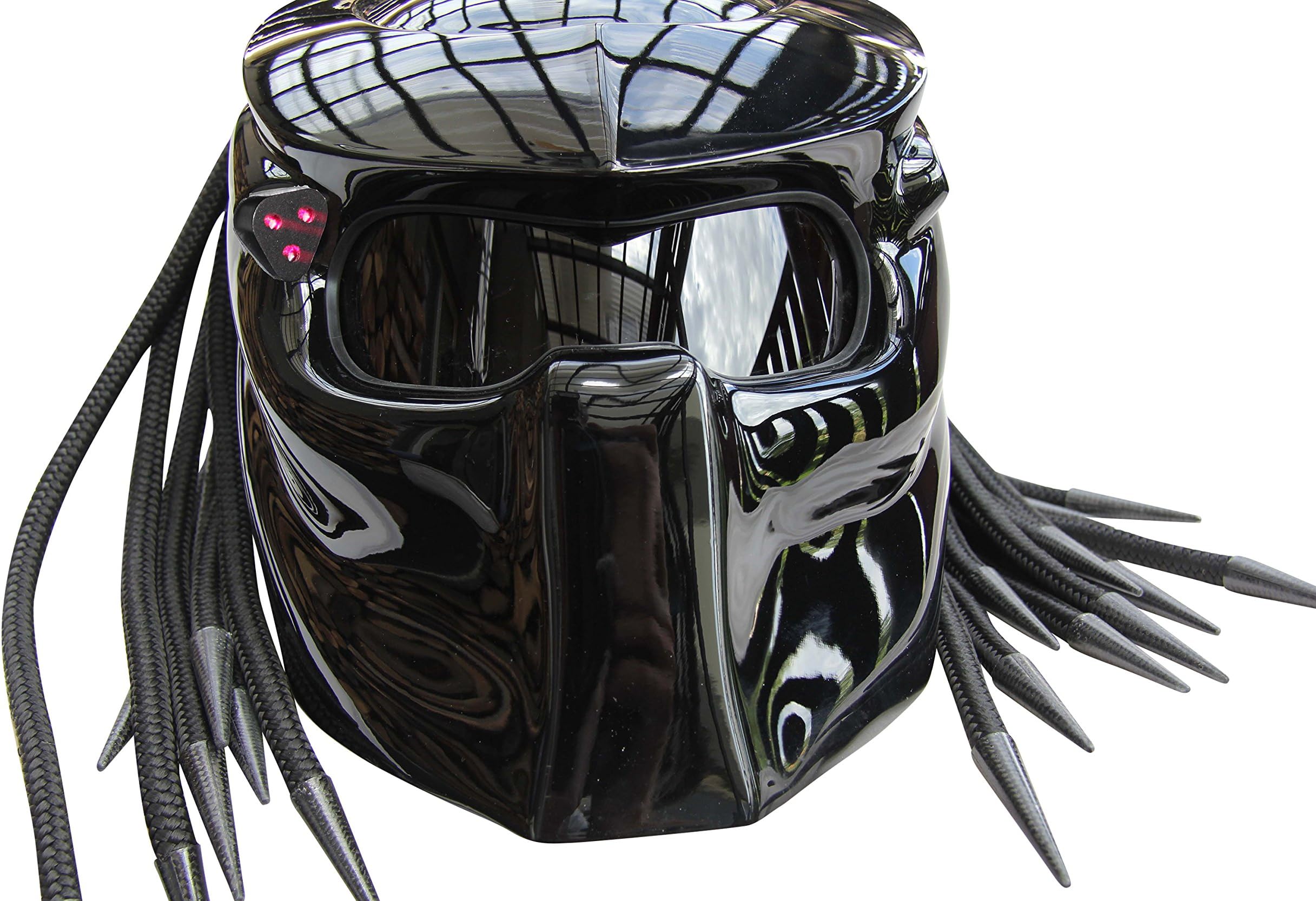 Predator Motorcycle Helmet X1 Black Base with Led Lamp made by XFF Fiber Factory