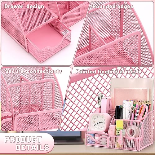 Miniatura 6 de SYMDROMIA Juego de organizador de escritorio de oficina 13 en 1 con grapadora y dispensador de cinta, soporte para bolígrafos, tijeras, regla,