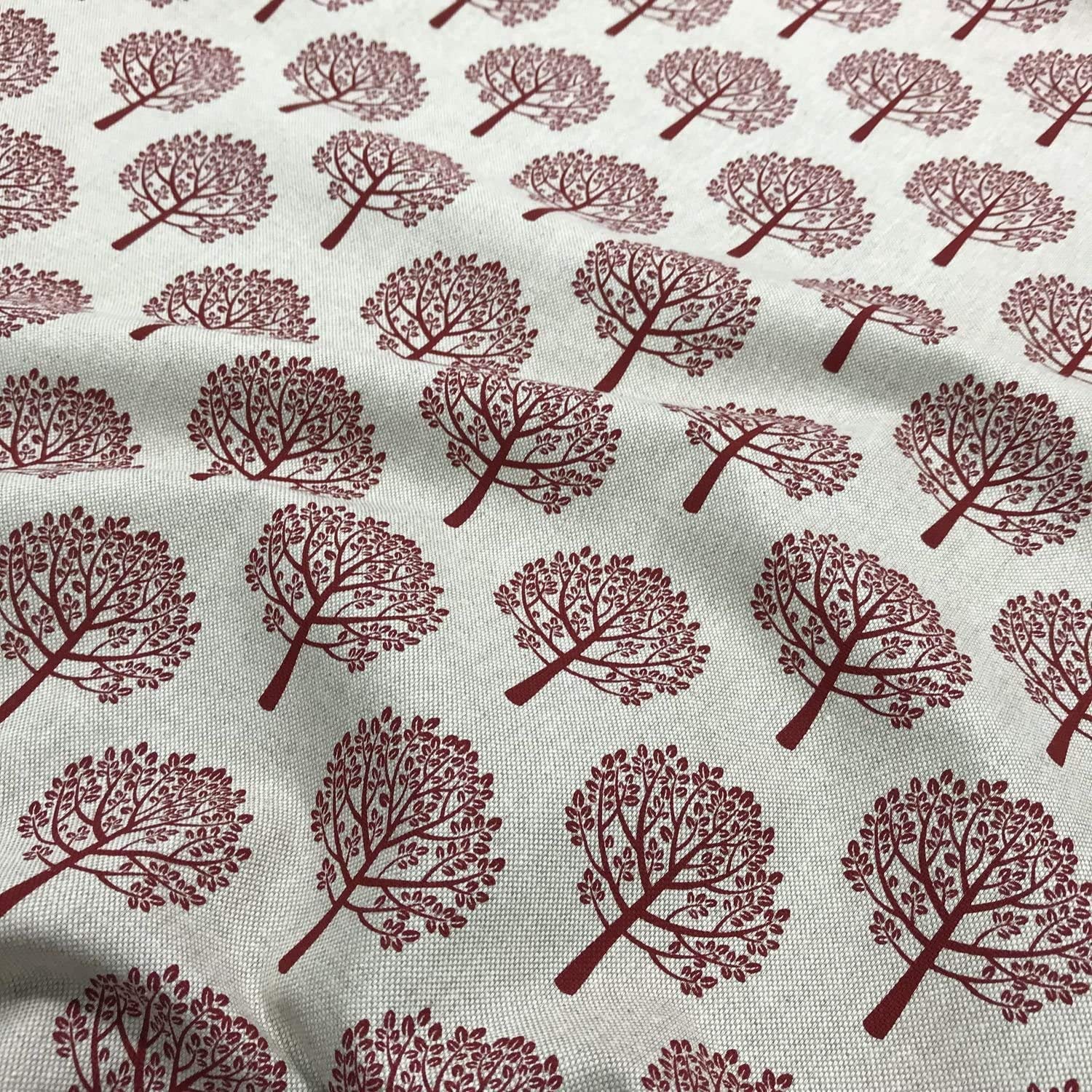 Thimbles Fabrics Mulberry Tree Red Design Cotton Rich Linen Look Fabric for Curtains Blinds Craft Quilting Patchwork & Upholstery 140cm Wide – Sold by The Half Metre