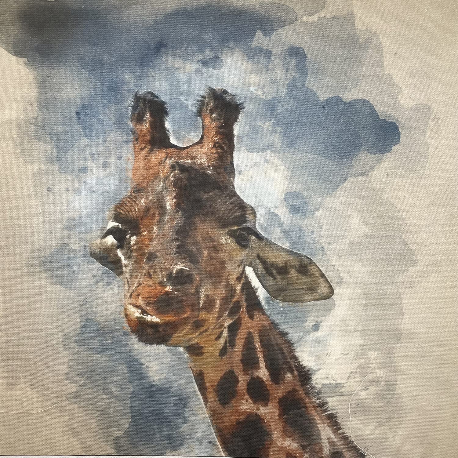 Discover Lifestyle & Fashion Fabrics Art Giraffe Premium Art Animal Digital Printed Cotton Rich Linen Look Quilting Craft Project Cushion Bag Making Furnishing Upholstery Fabric Material | Per Panel (Giraffe Art)