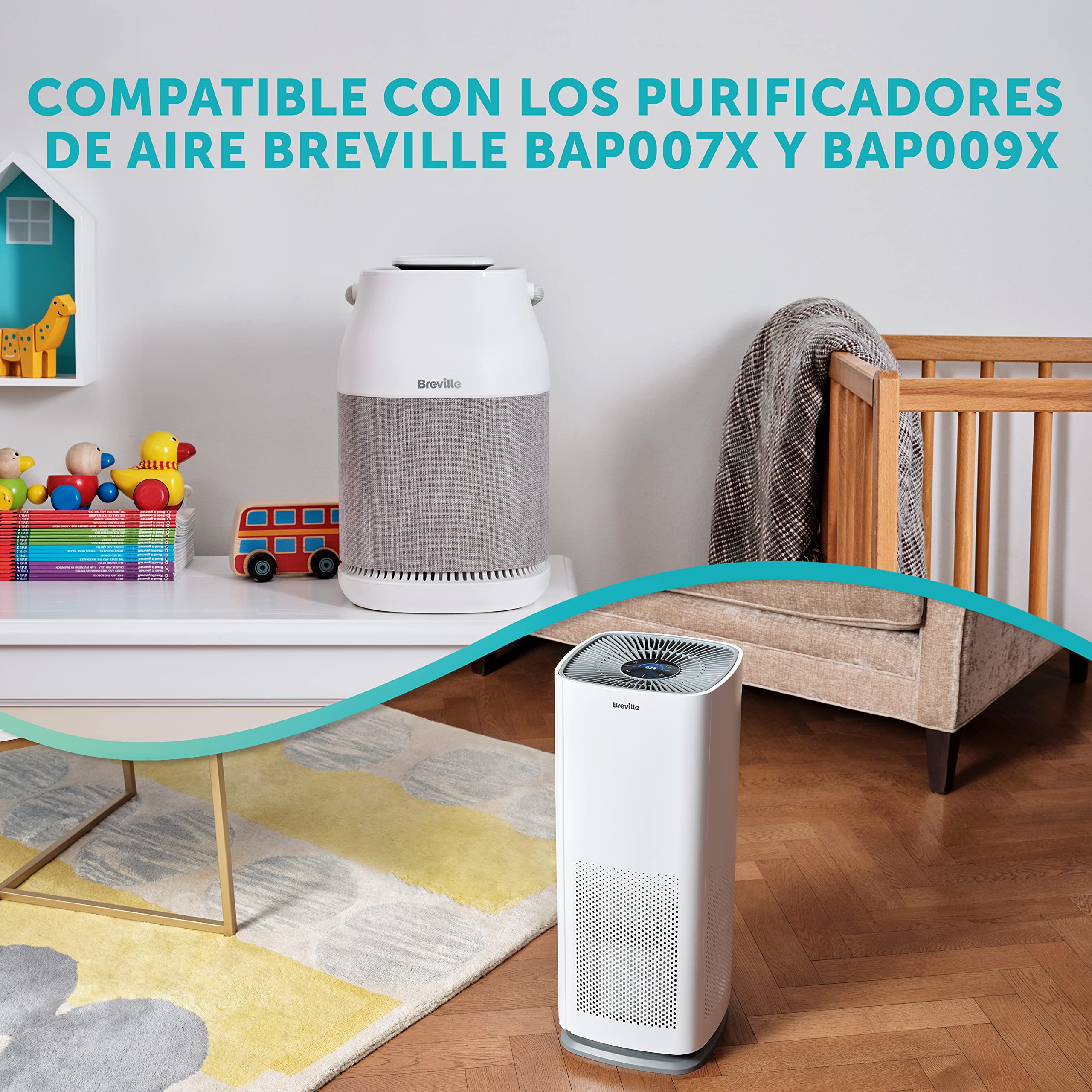 Breville filtro True HEPA H13 3 en 1 de 360° para purificador de aire | Elimina hasta el 99,97 % del polvo, el humo y el polen, etc. | Para los purificadores de aire BAP007X y BAP009X de Breville