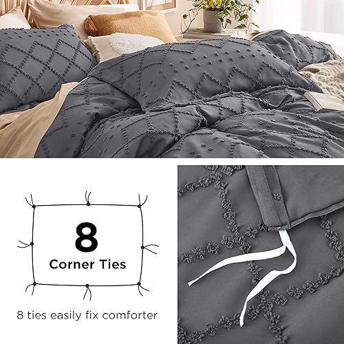 Miniatura 7 de Bedsure Funda de edredón tamaño King  Funda de edredón King, ropa de cama bohemia King para todas las estaciones, funda de edredón bordada Shabby