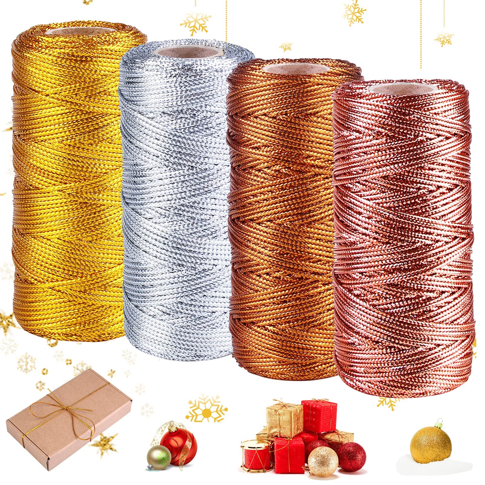 Macramé Koord Metallic - Gerecycled Katoen - 2mm 225m - Perfect voor DIY Sieraden en