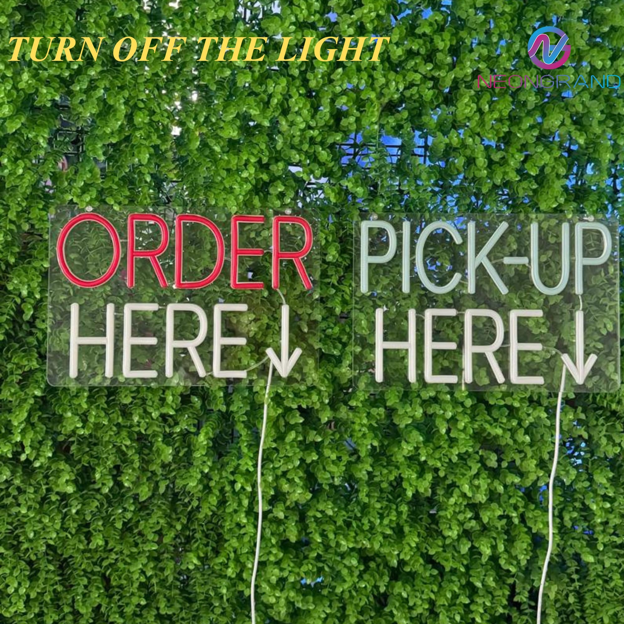 2 Pack Order Here Sign and Pick up Here Sign Led light neon light