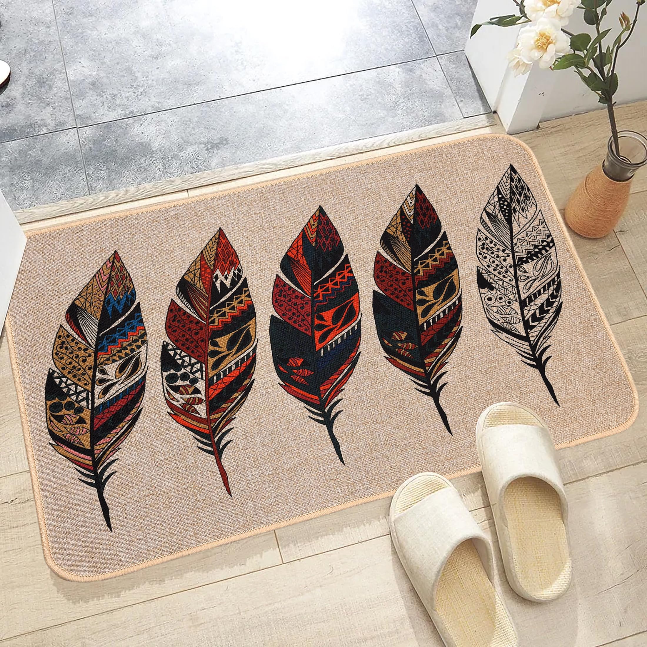 Cortina Printed Heavy Duty Non Slip Rubber Back with Linen Surface Doormat |Essential Small Rug for Office, Bedroom & Kitchen,Bathroom 40x60 Cm (Green)-image-25