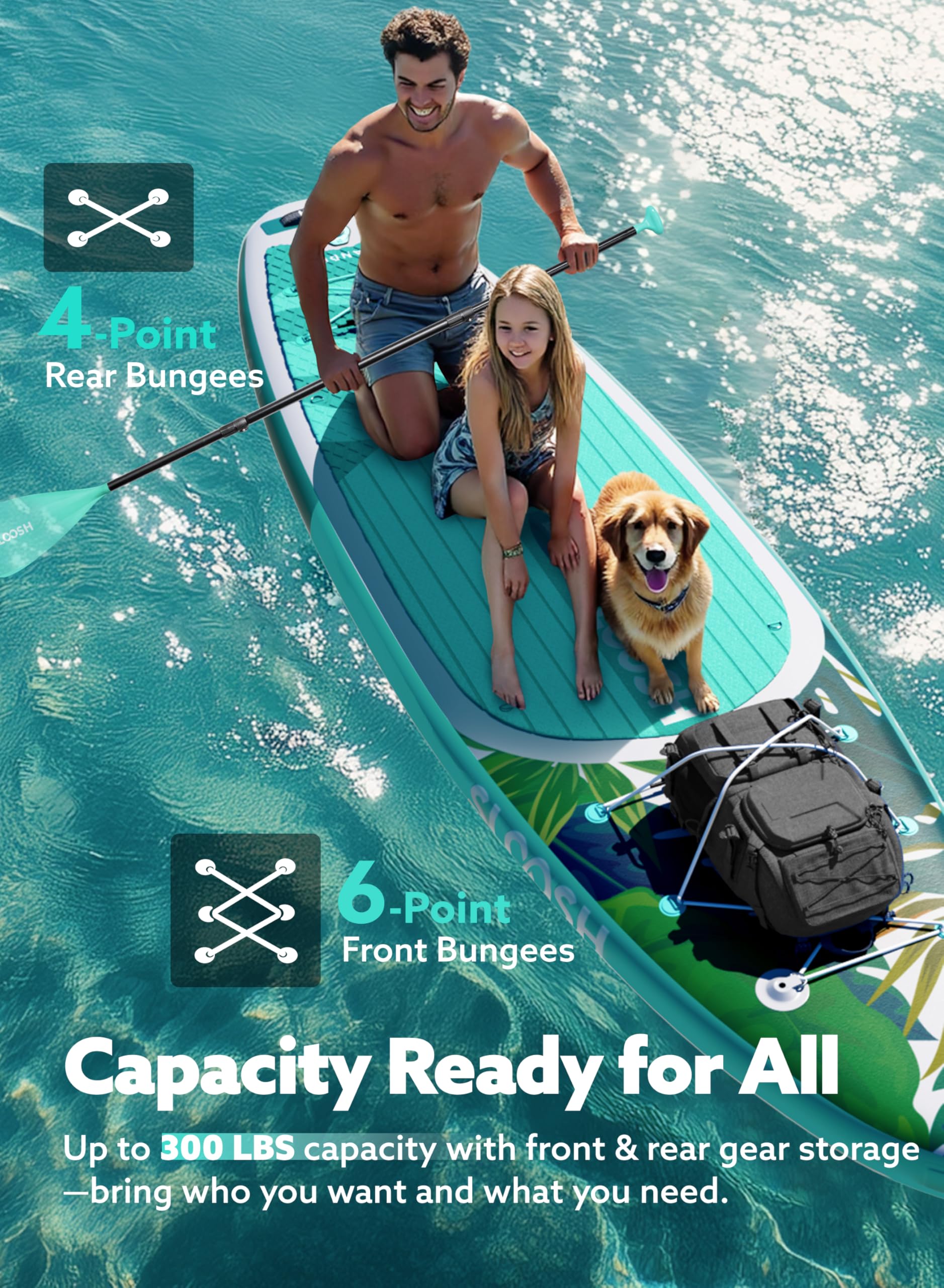SLOOSH Aufblasbares Stand-Up-Paddle-Board,10'6" Paddleboard mit Premium-Zubehör,rutschfestes Eva-Deck,ultraleichte Tragetasche und Pumpe,Meander SUP für Jugendliche & Erwachsene